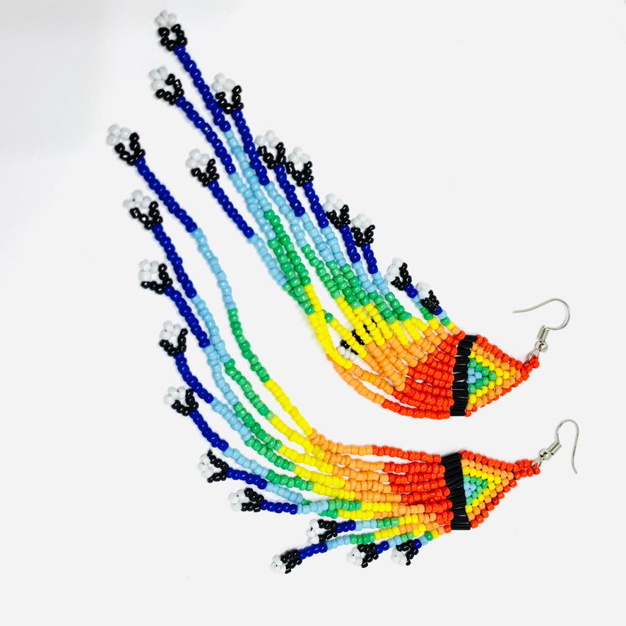 Long Rainbow Beaded Earrings
