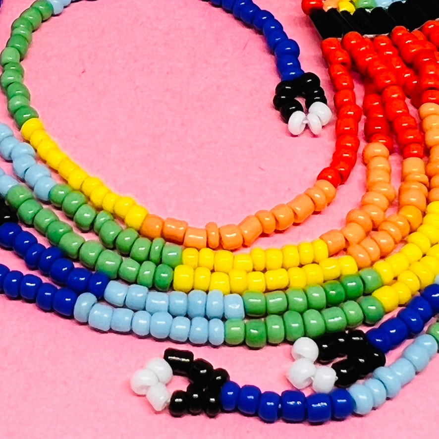 Long Rainbow Beaded Earrings