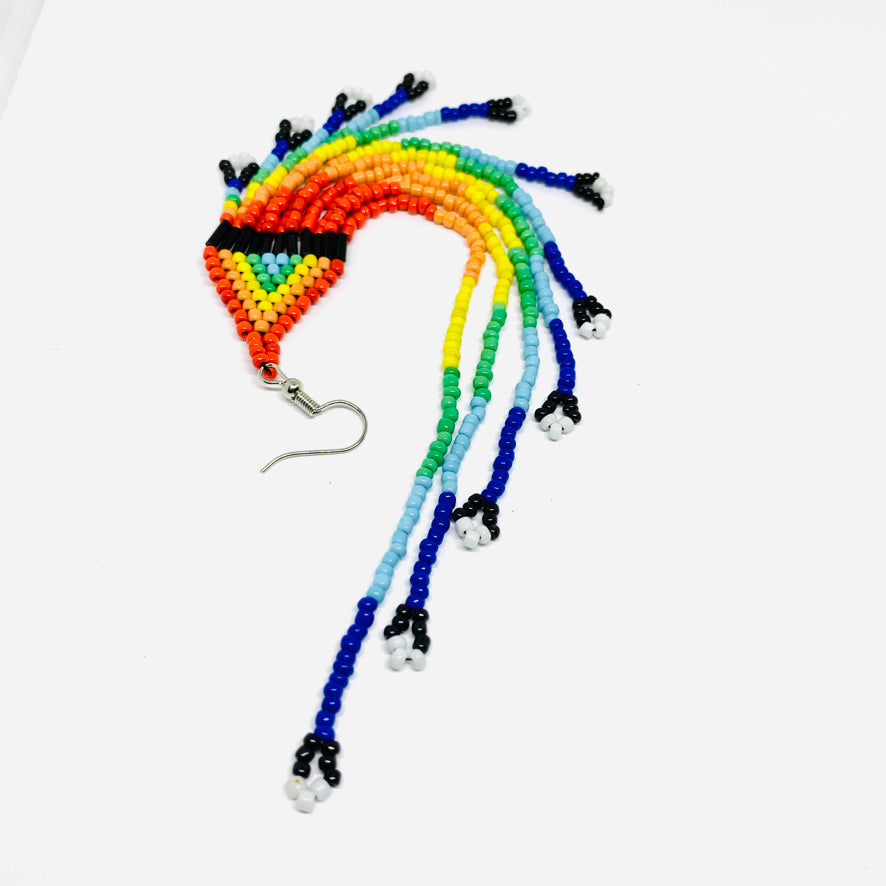 Long Rainbow Beaded Earrings