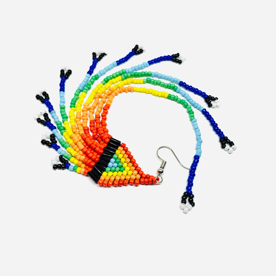 Long Rainbow Beaded Earrings