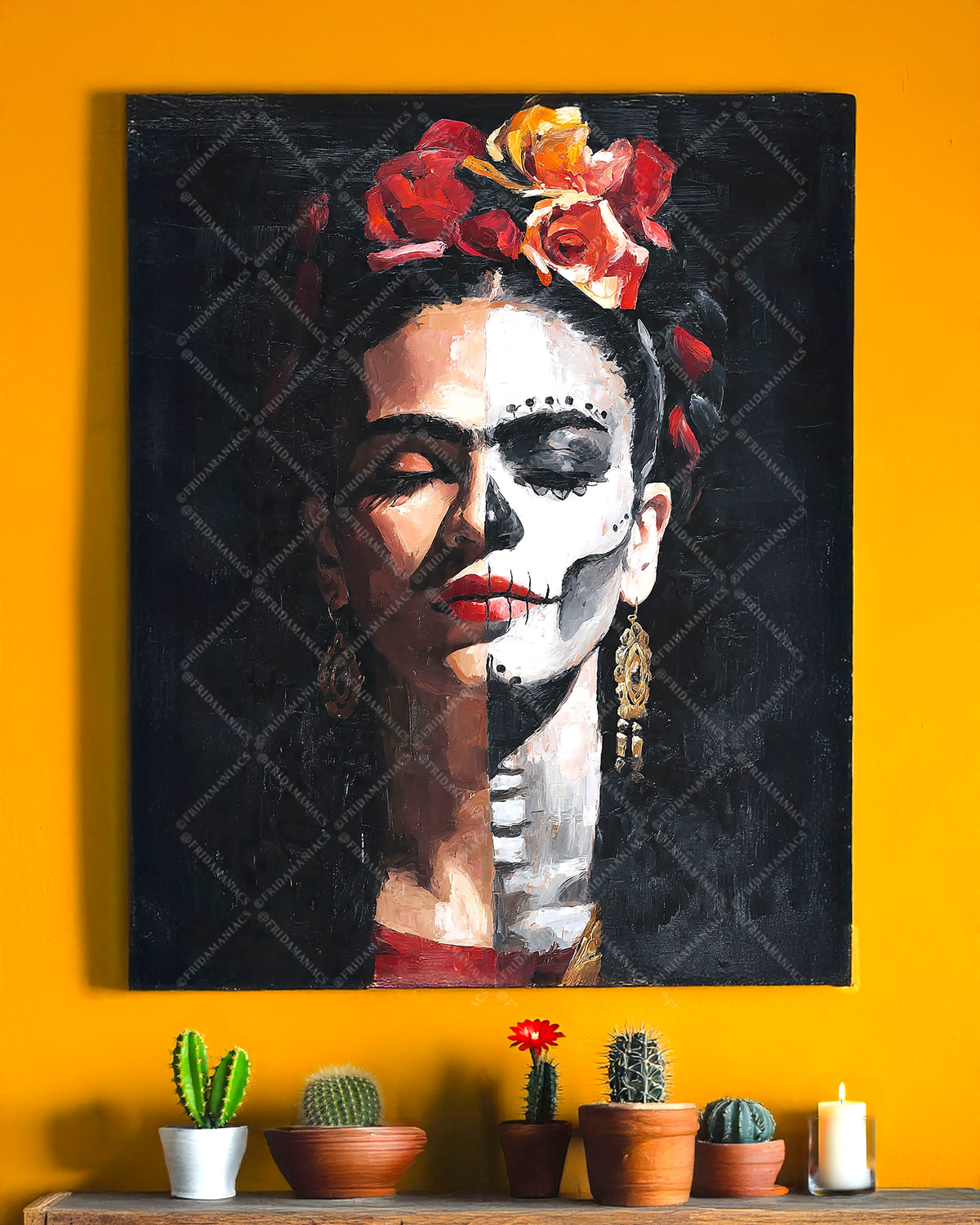 Frida Kahlo Inspired Matte Canvas Wall Art (12"x16"x1.25")