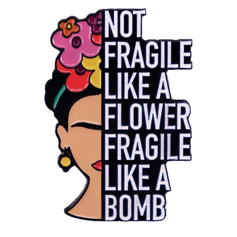 Frida Kahlo Inspired Enamel Pin - Metallic Brooch