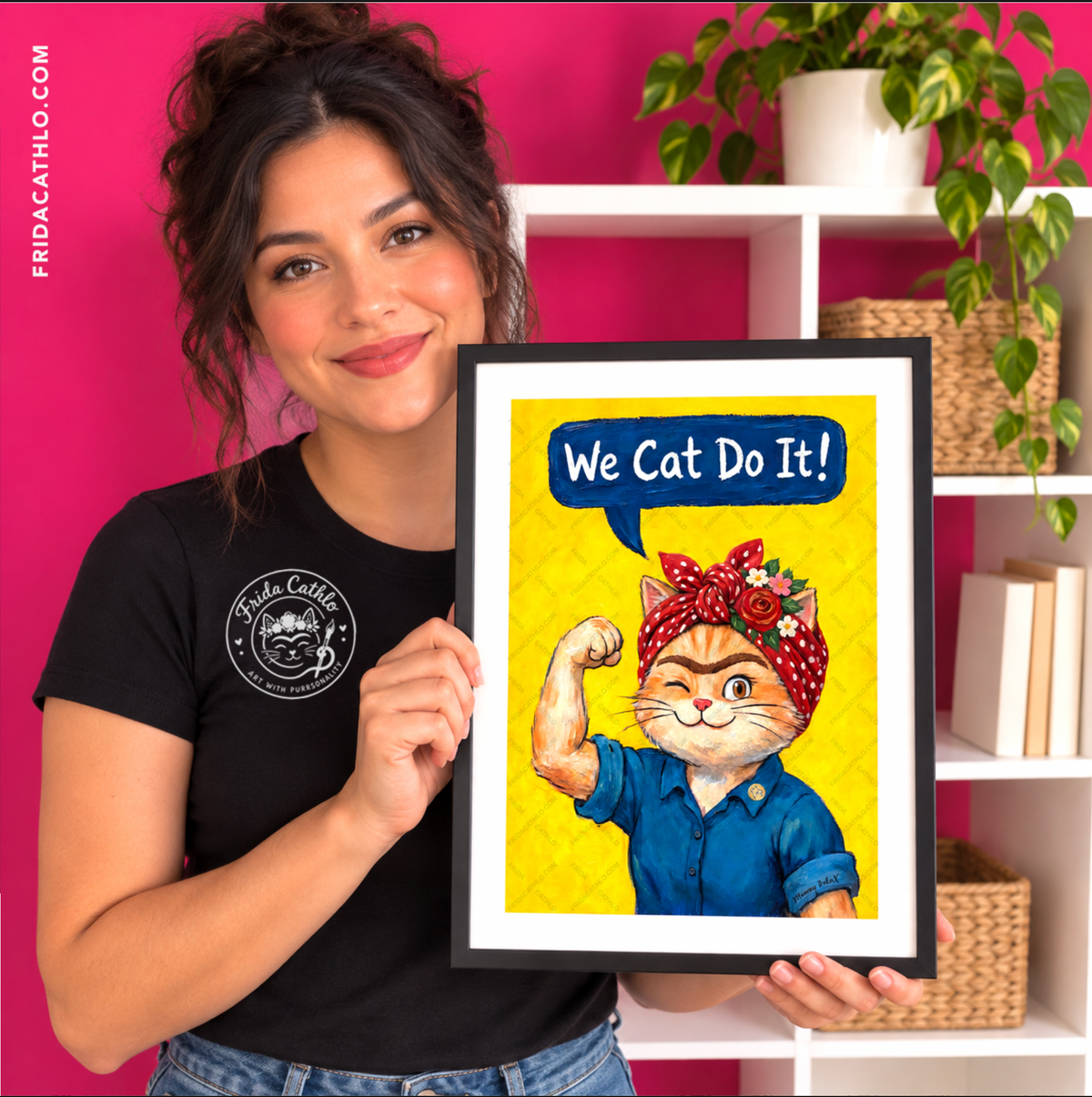 Frida Cathlo 'We Cat Do It!" Art Print