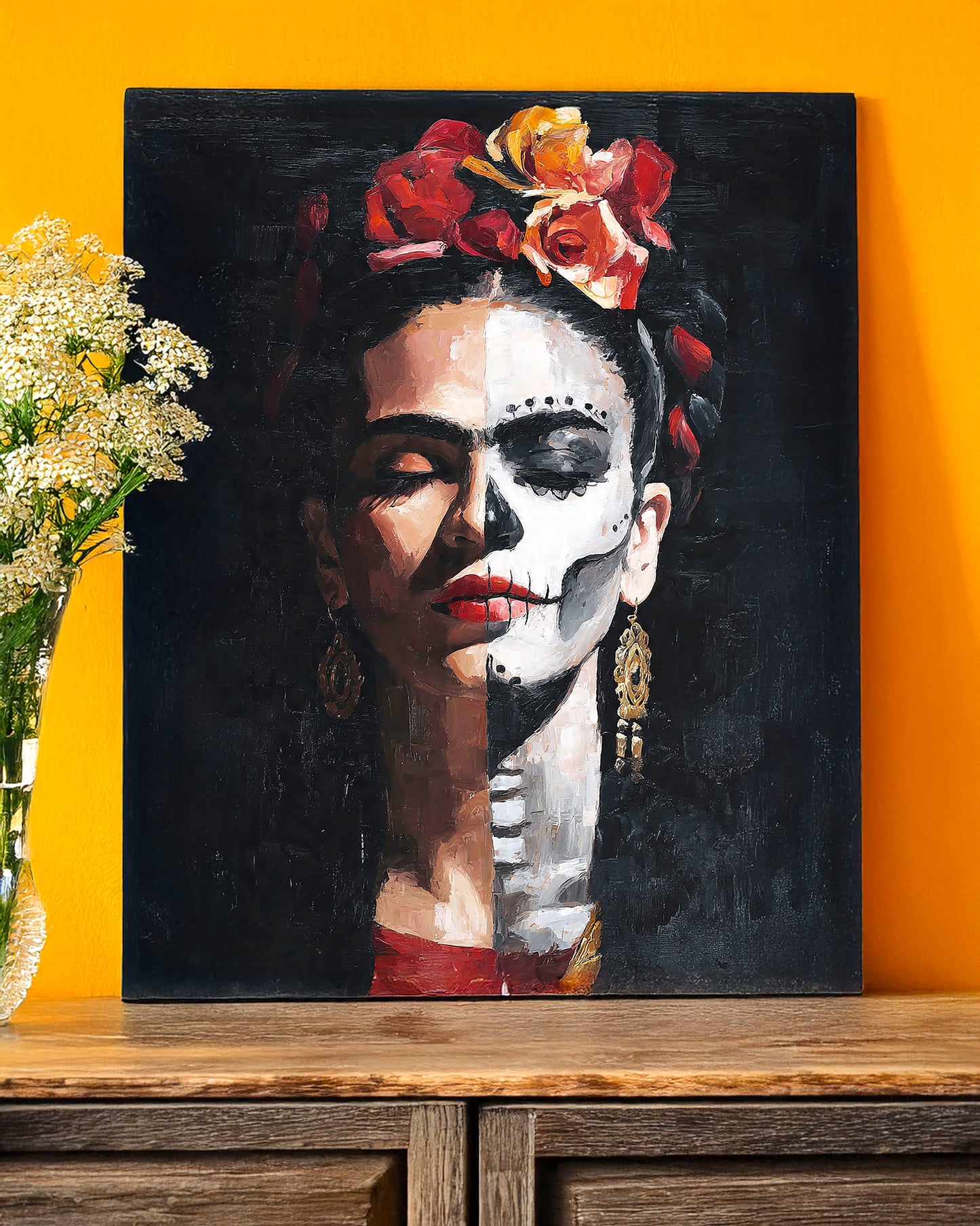 Frida Kahlo Inspired Matte Canvas Wall Art (12"x16"x1.25")