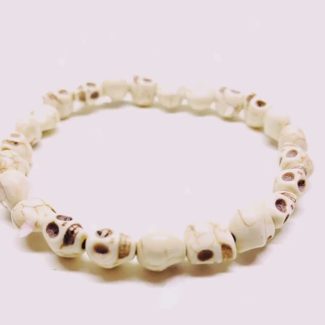 Skull Bracelet Set, Skull Beads Bracelets, Black skull Bracelet, Beige Skull Bracelet, Multicolor Skull Bracelet, Mexican Jewelry, Calaveras