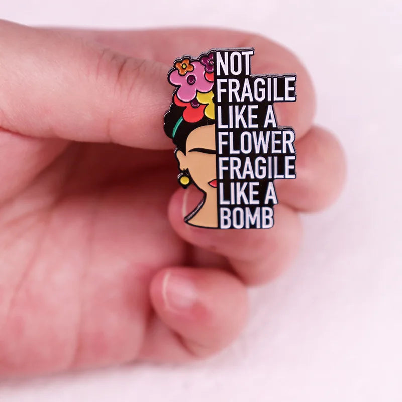 Frida Kahlo Inspired Enamel Pin - Metallic Brooch
