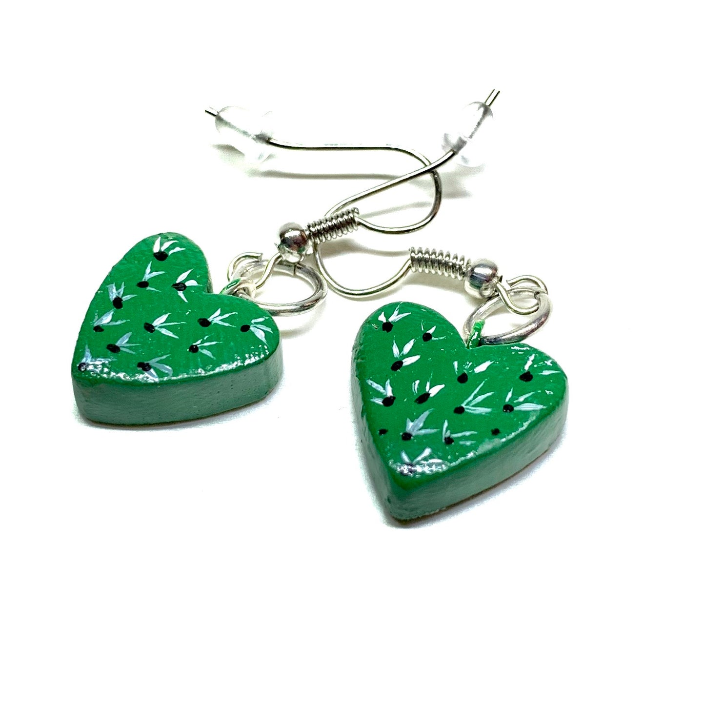 Heart cactus earrings. Mini stud hearty nopal aretes mujer. Drop and dangle pendants. Mexican jewelry made of natural clay. Frida kahlo inspired by Fridamaniacs accessories