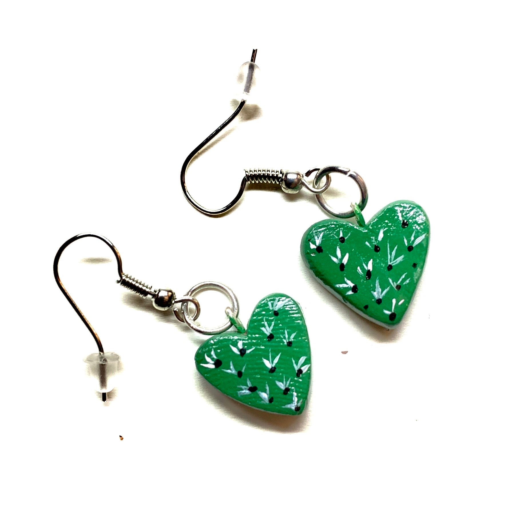 Heart cactus earrings. Mini stud hearty nopal aretes mujer. Drop and dangle pendants. Mexican jewelry made of natural clay. Frida kahlo inspired by Fridamaniacs accessories
