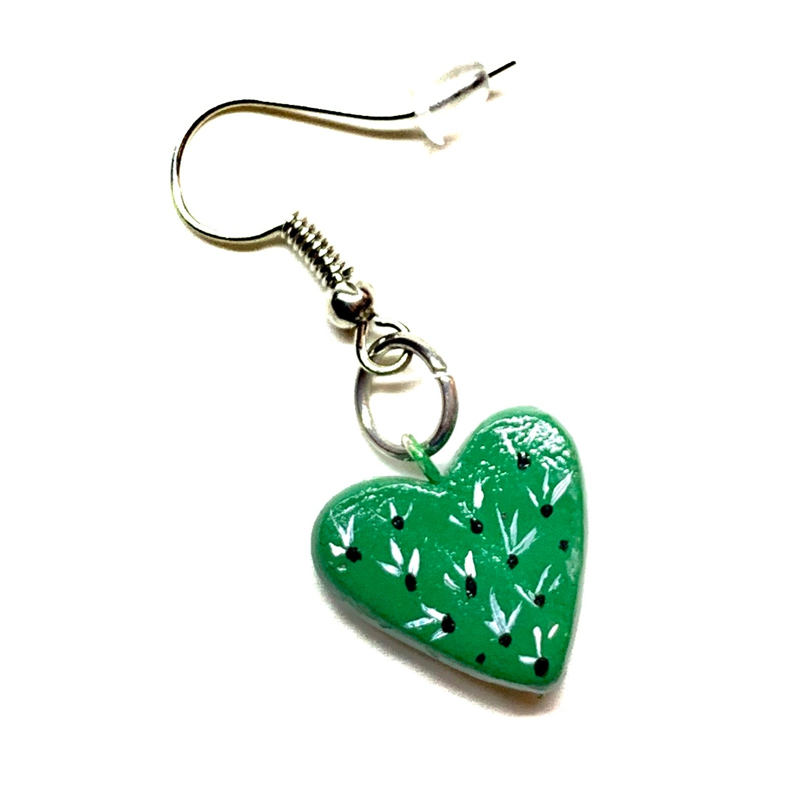 Heart cactus earrings. Mini stud hearty nopal aretes mujer. Drop and dangle pendants. Mexican jewelry made of natural clay. Frida kahlo inspired by Fridamaniacs accessories