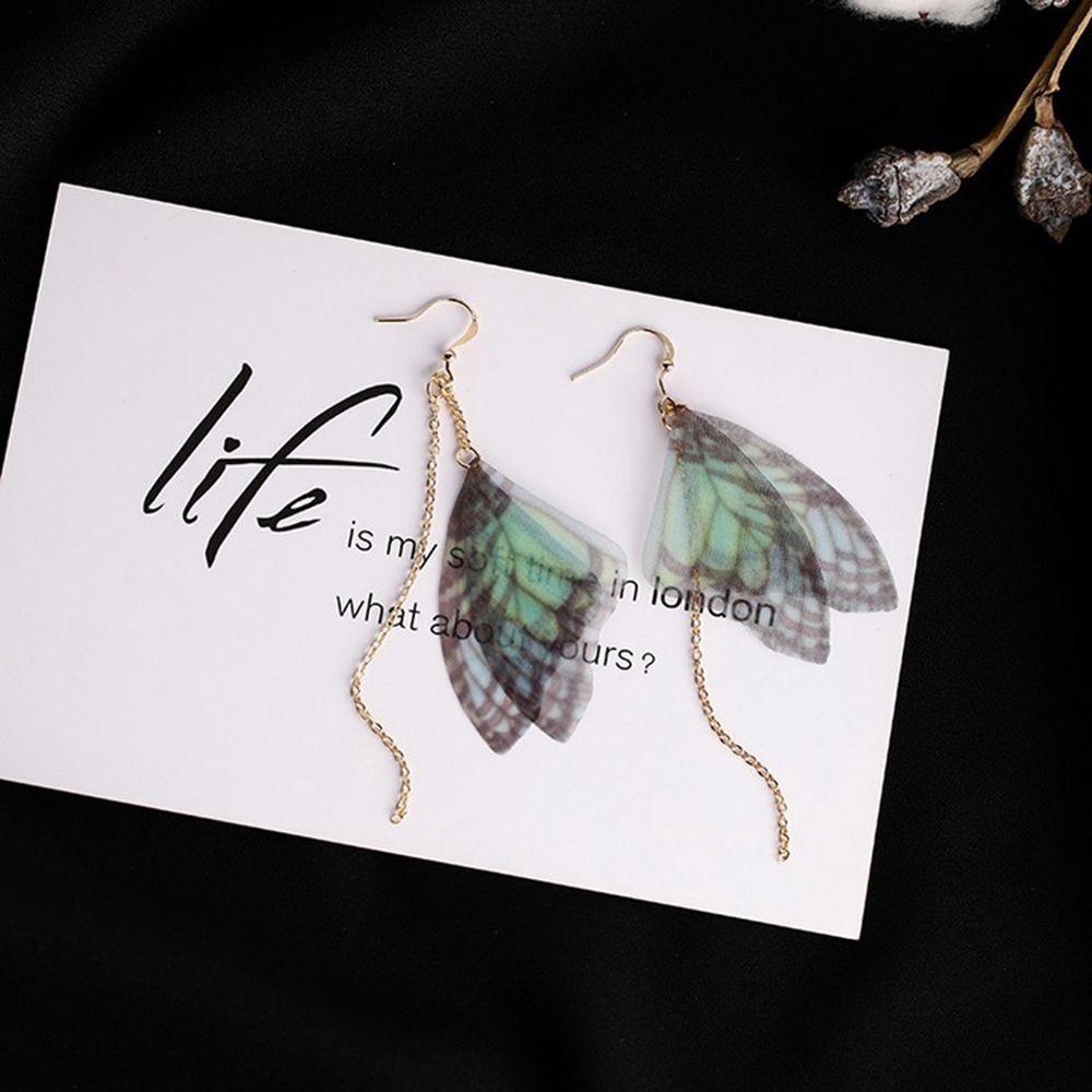 Butterfly Earrings: Turquoise translucent fabric butterfly wings drop and dangle earrings inspired by Frida Kahlo. Mexican jewelry by Fridamaniacs for Fridalovers. Women and Girls trendy fashion spring and summer gift idea. Birthday or anniversary