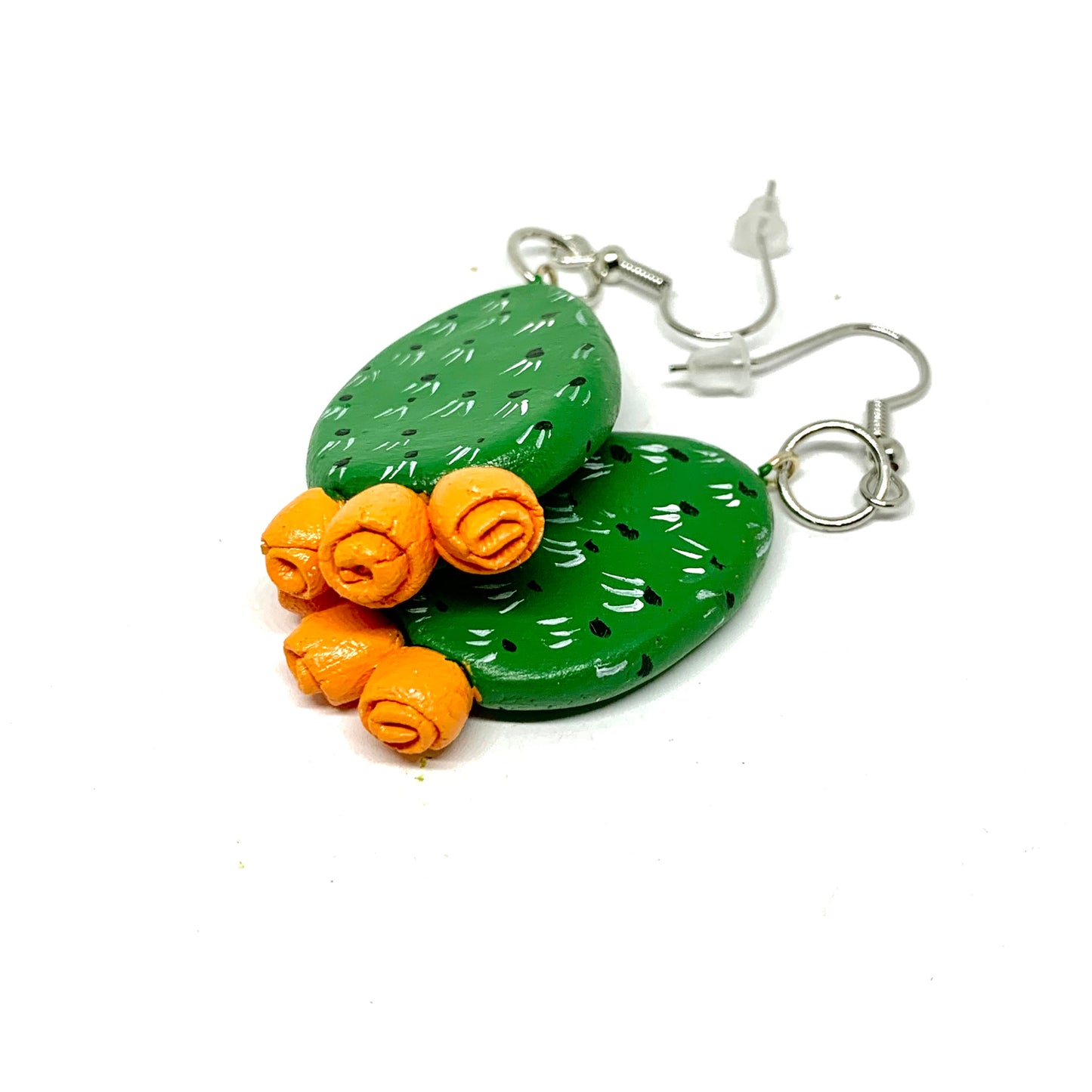 Cactus earrings. Handmade hand painted clay cactus earrings. Mexican jewelry by Fridamaniacs Frida Kahlo inspired Mexico Folk art. Wearable art accessories from Claywelry™