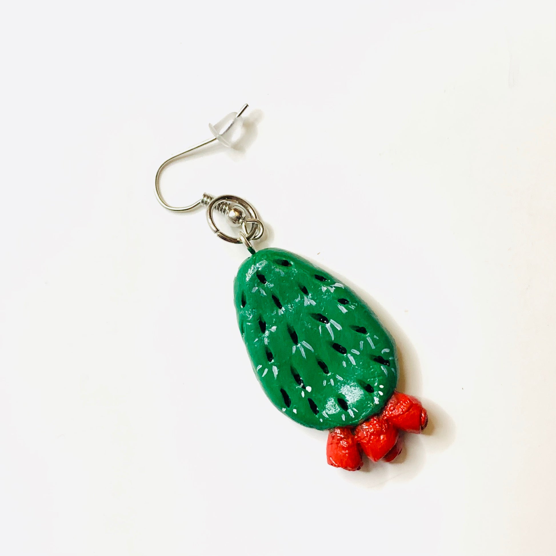 cactus earrings, clay cactus earrings, clay jewelry, mexican jewelry, mexico folk art, nopal aretes, carved handmade jewelry