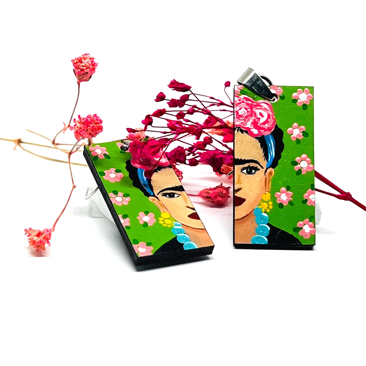 Green Floral Frida Earrings