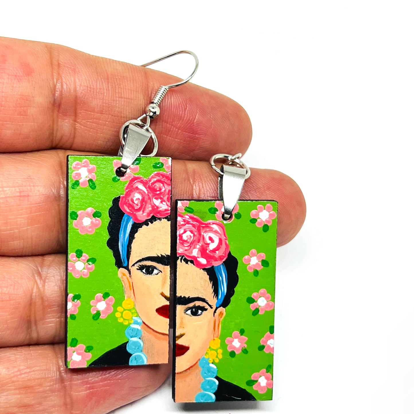 Green Floral Frida Earrings