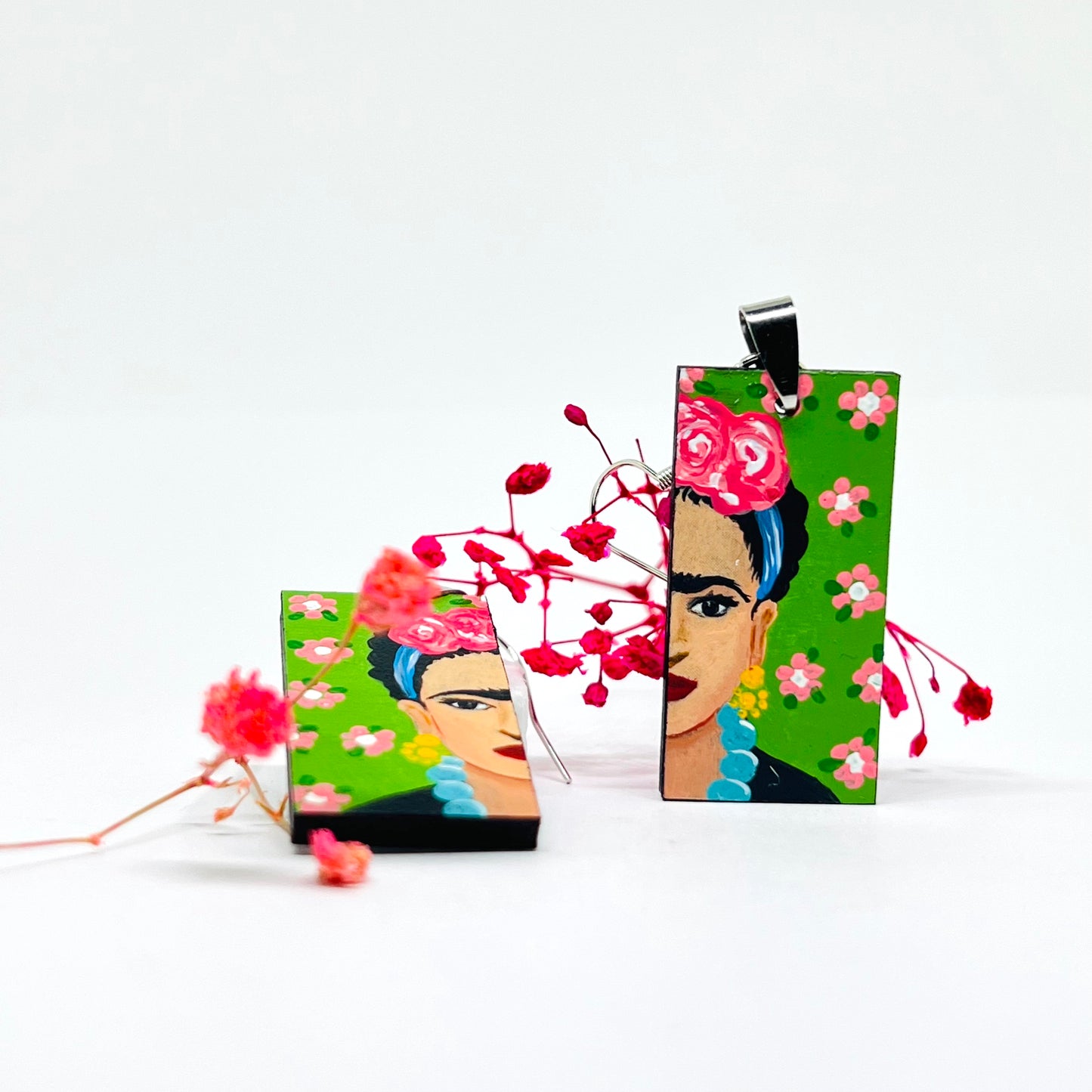 Green Floral Frida Earrings