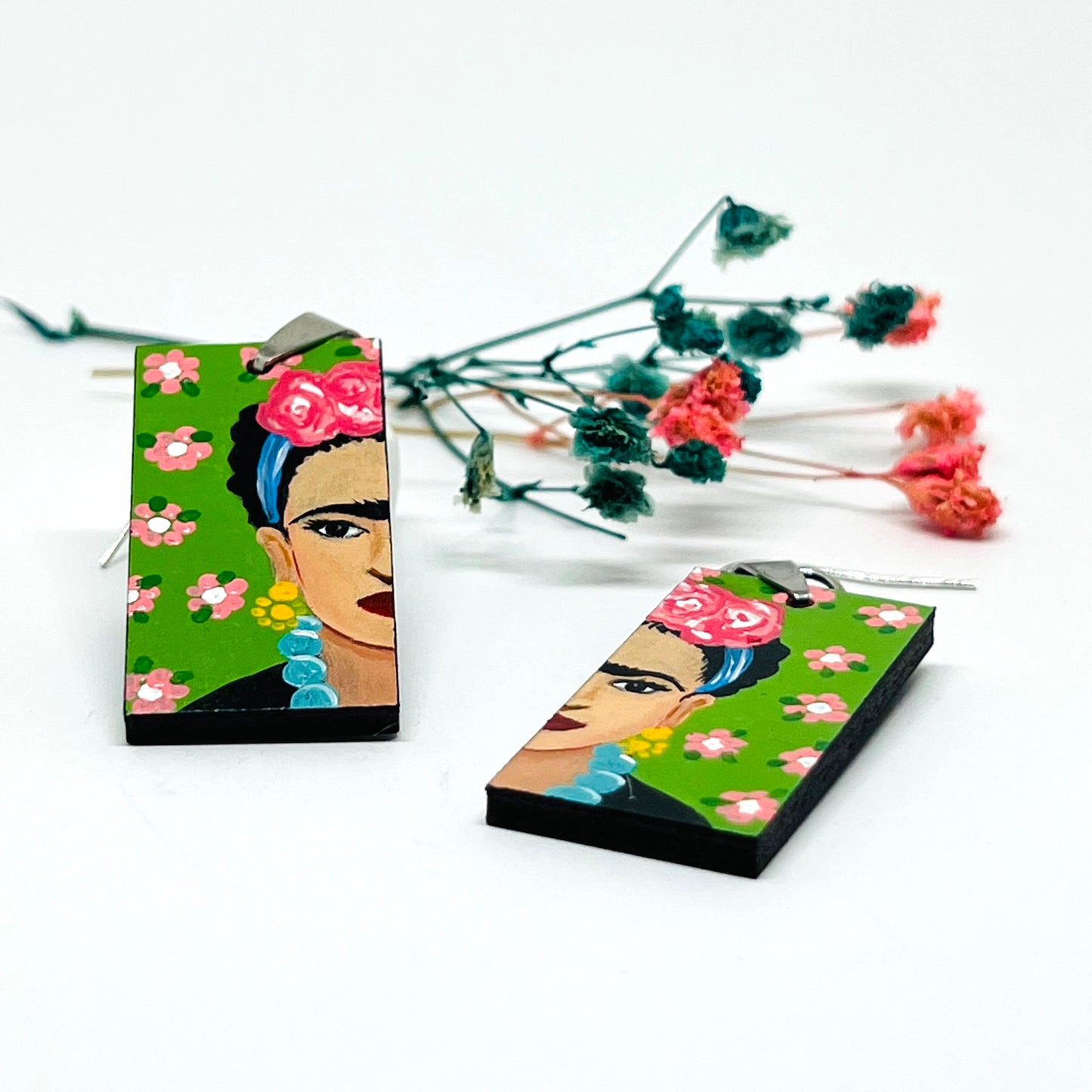 Green Floral Frida Earrings
