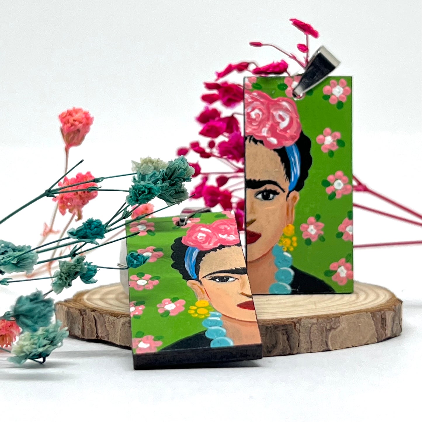 Green Floral Frida Earrings