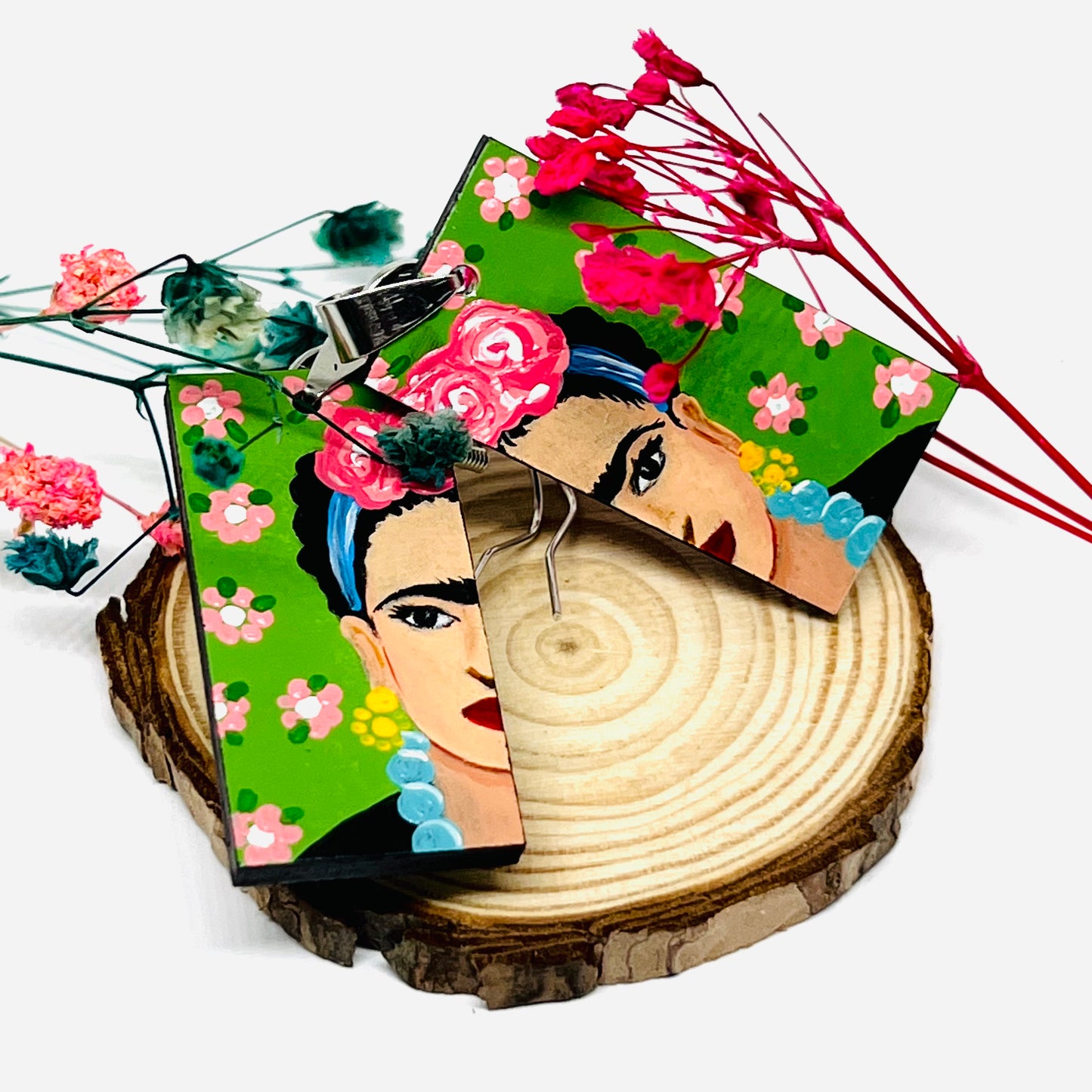 Green Floral Frida Earrings