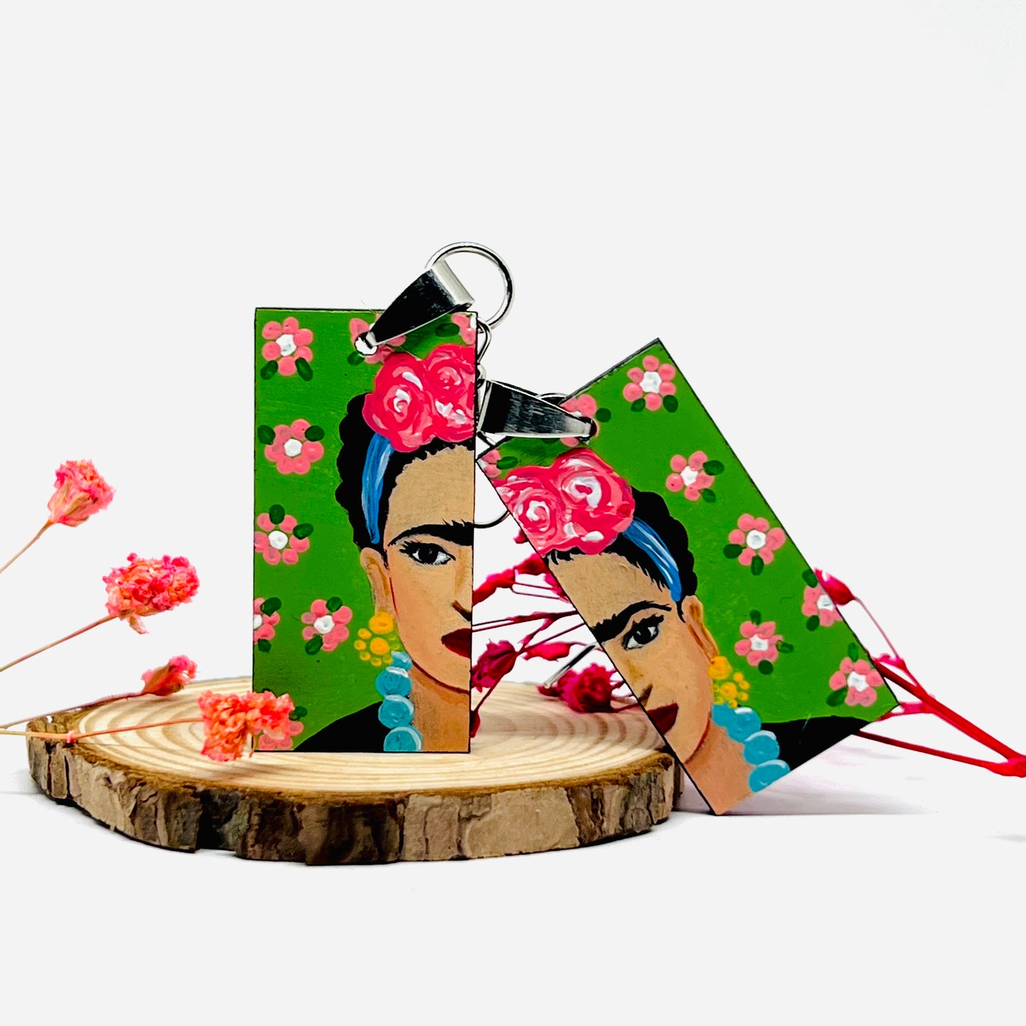 Green Floral Frida Earrings