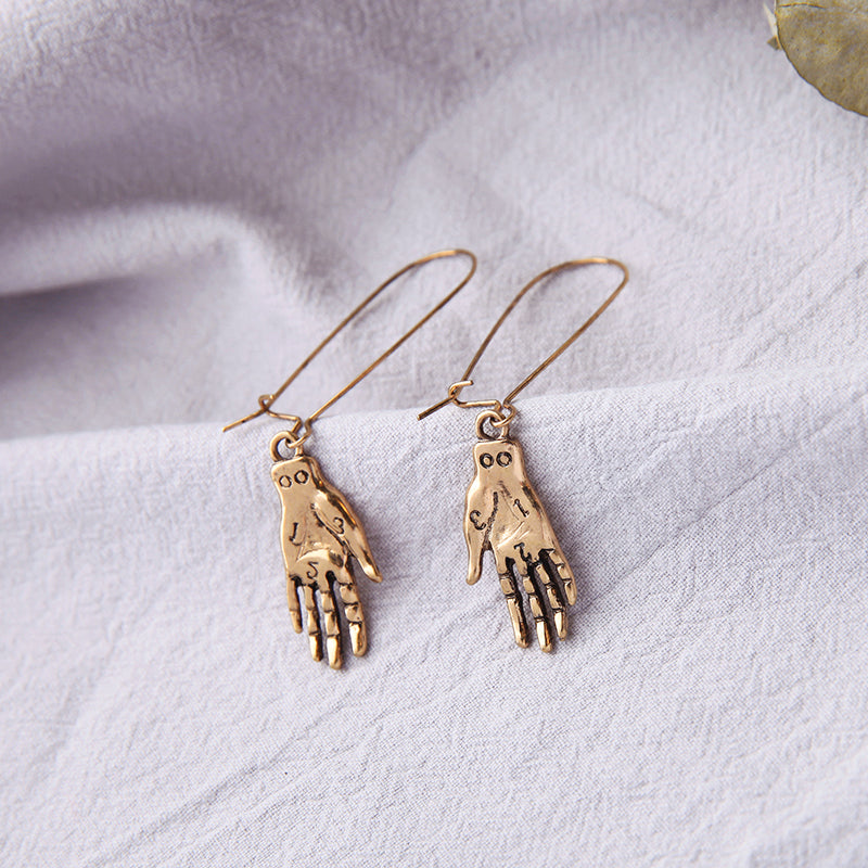 Frida Kahlo hand earrings gold antique rustic mexican jewelry fridamania fridalovers women girls gift idea
