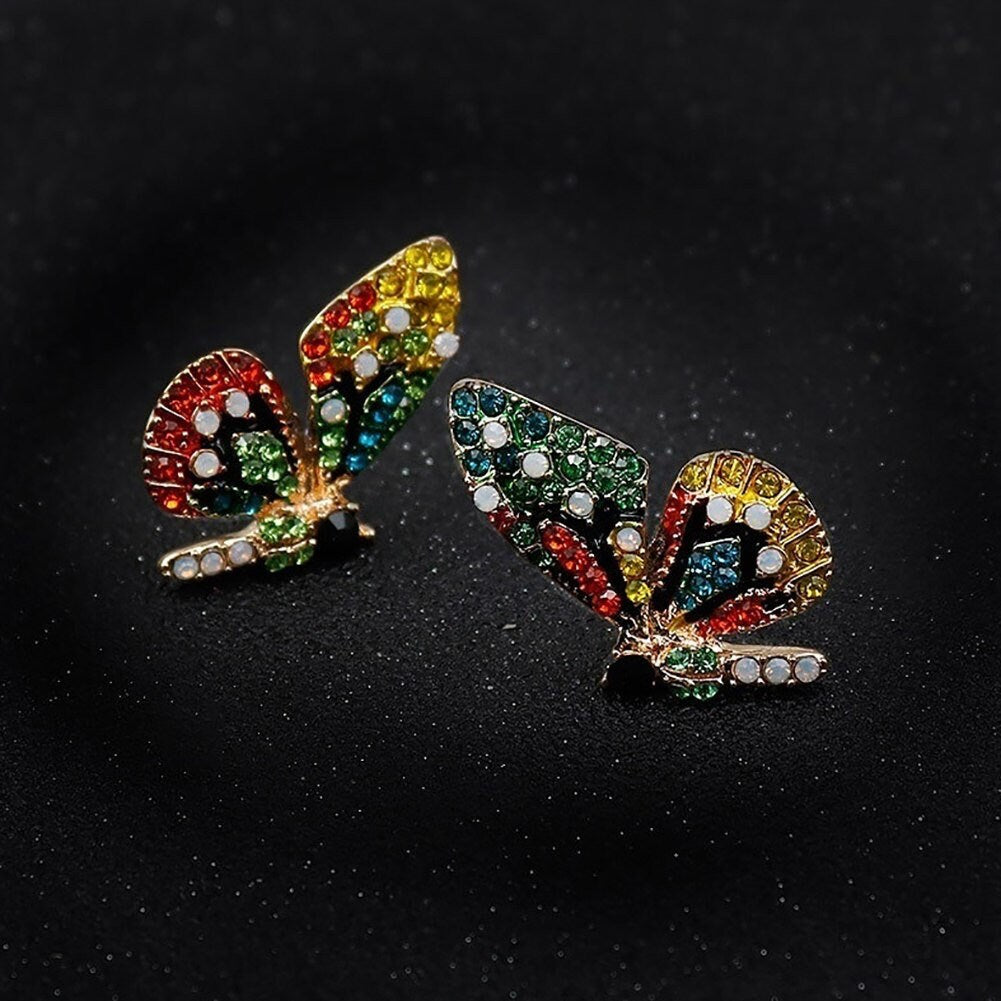 Butterfly Earrings Multicolor Rhine Stone Butterfly Stud Earrings Mexican Jewelry Frida Jewelry FridaFans Aretes Mariposa Girl Birthday Gift