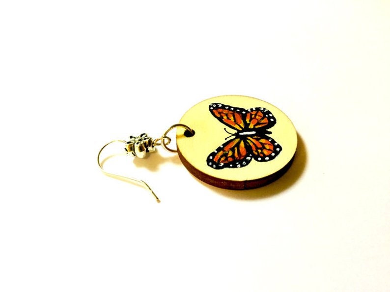 Butterfly Earrings Mexican Folk Art Jewelry HandPainted Wood Monarch Butterfly Earrings Women Dangle Earrings Aretes Mariposa Frida Inspired