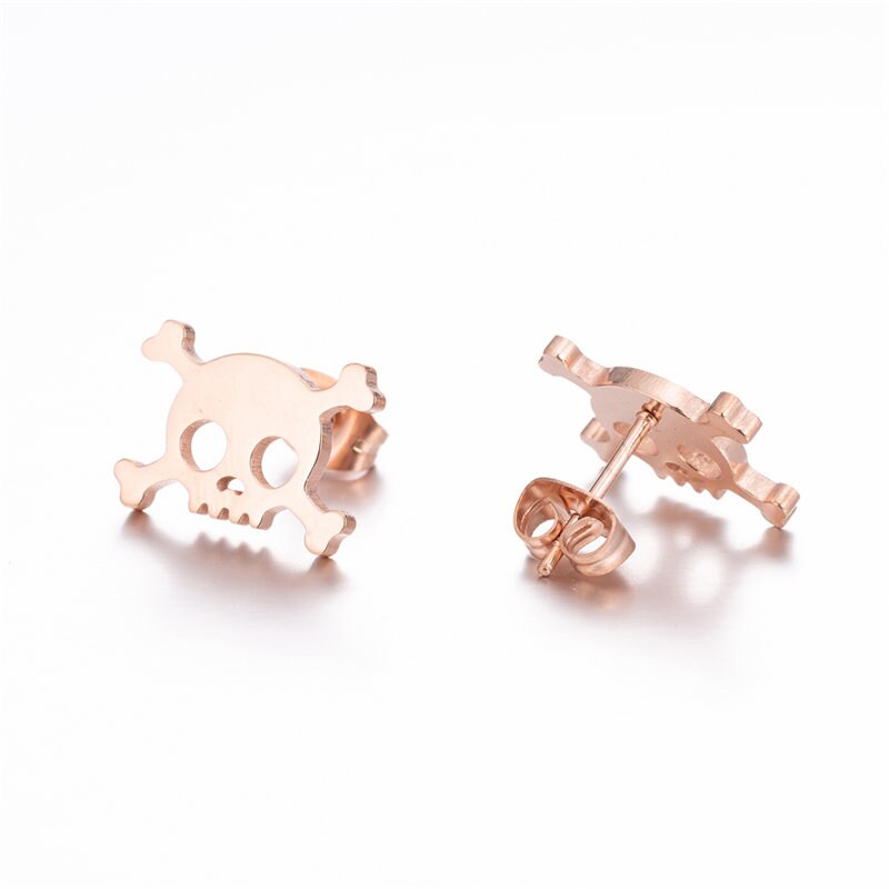Rose Gold Skull Stud Earrings, Mini Skull Earrings, Women Stud Earrings, Skull Jewelry, Calavera Aretes de Mujer, Mexican Inspired Jewelry