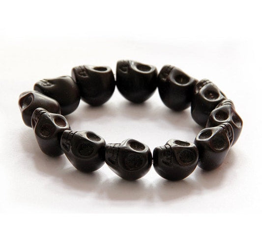 Black Skull Beads Bracelet, Skull Beads Bracelet, Men Bracelet, Mexican Jewelry, Calaveras Brazalete, Black Skull Wristband, Men Jewelry