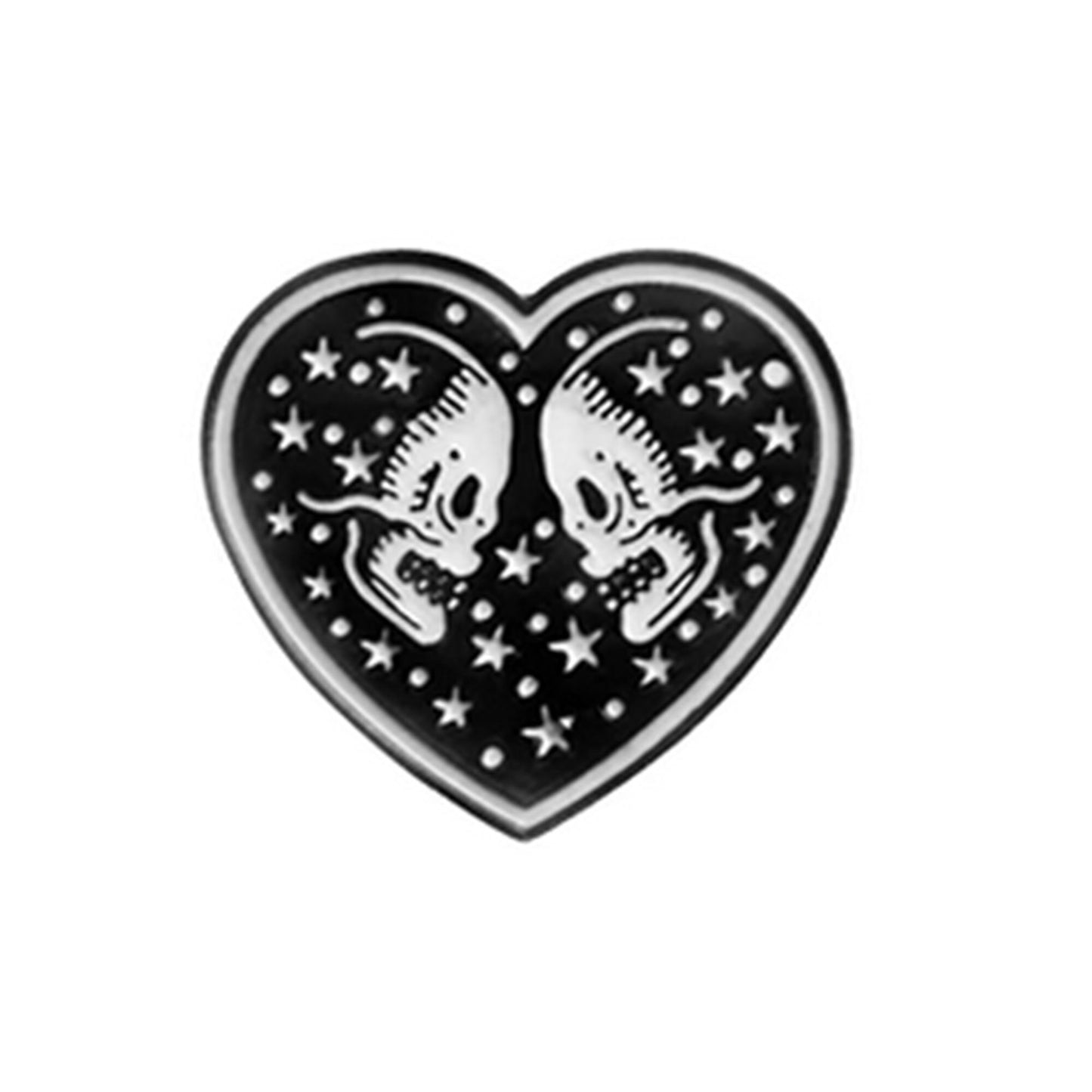 Skull Heart Pin, Skull Enamel Pin, Skull Pinback Button, Calavera Corazon Broche, Demin Jacket Backpack Skull Pin, Skeleton Heart Pin Skull
