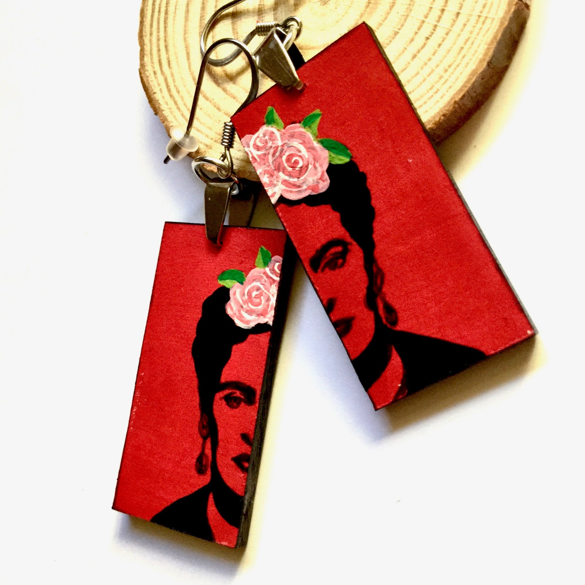 Frida Earrings, Frida Inspired Earrings, Frida Art, Frida-Kahlo Earrings, Women Earrings, Wearable Art, Frida Aretes, Frida Jewelry, Kahlo