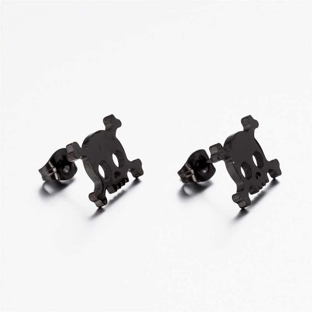 Metallic Black Skull Earrings, Mini Skull Stud Earrings, Women Stud Earrings, Girl Skull Earrings, Day of the Dead, Calavera Aretes Mujer