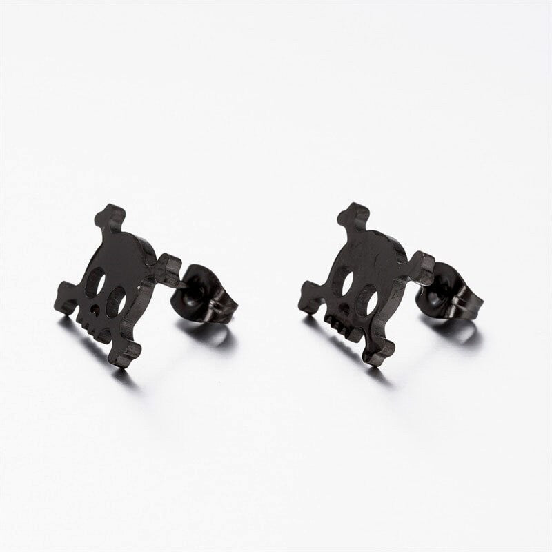 Metallic Black Skull Earrings, Mini Skull Stud Earrings, Women Stud Earrings, Girl Skull Earrings, Day of the Dead, Calavera Aretes Mujer