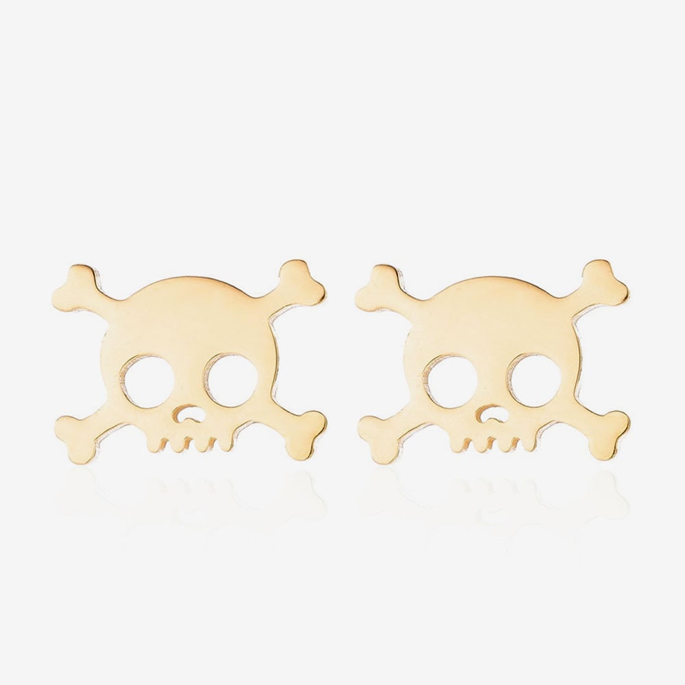 Gold Skull Earrings, Mini Skull Earrings, Women Stud Earrings, Girl Skull Earrings, Calavera Aretes, mini aretes de calavera para mujer