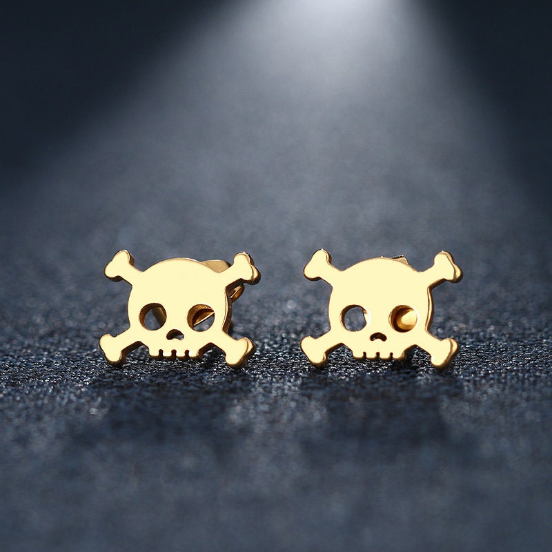 Girl Mini Skull Stud Earrings, Girl Skull Earrings, Women Stud Earrigns, Silver Skull Earrings, Gold Skull Earrings, Calavera Aretes Mujer