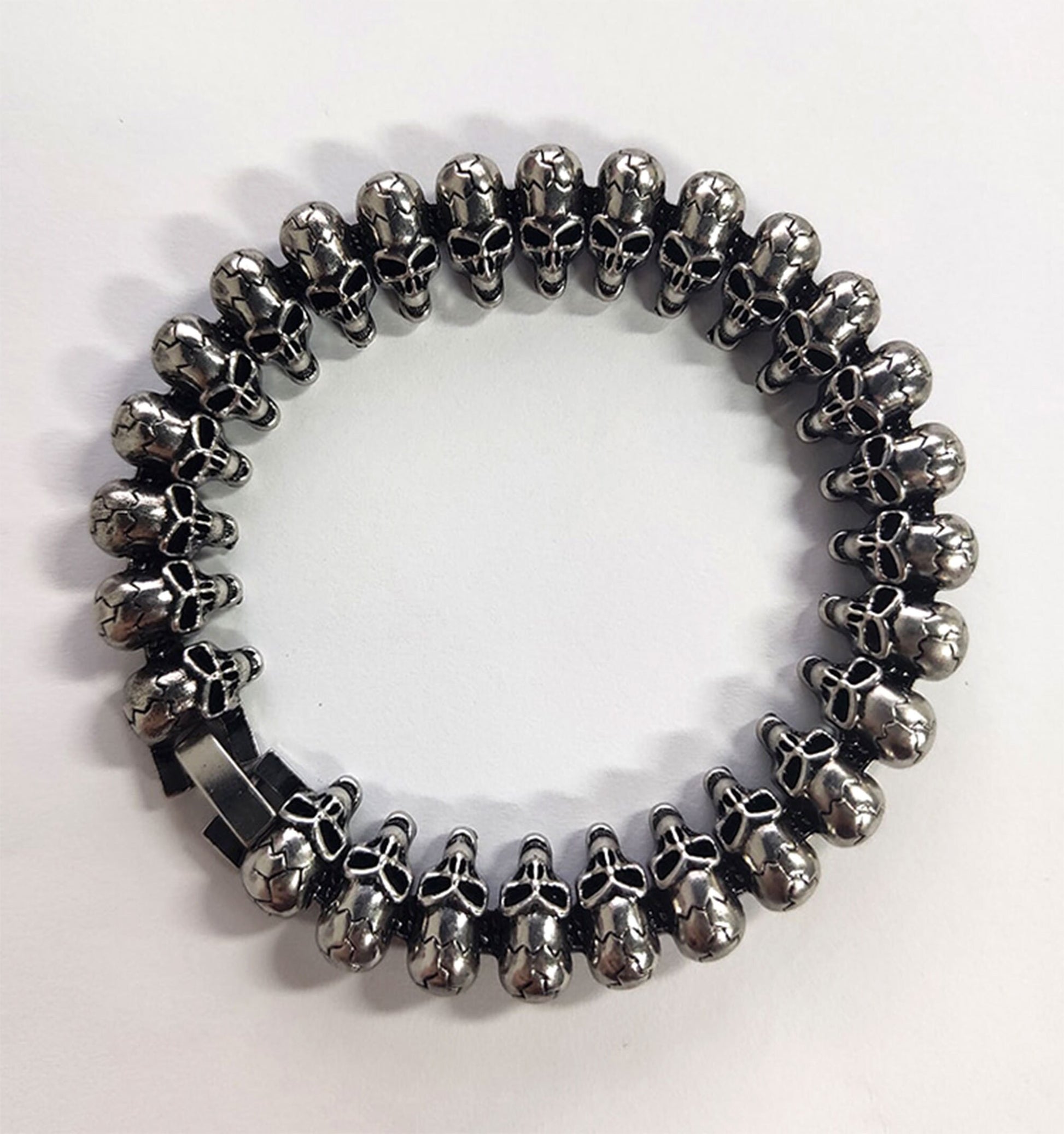 Men's Skull Metallic Bracelet, Skeleton Wristband Bracelet, Silver Skull Bracelet, Skull Men Jewelry, Calaveras Brazalete de Hombre, Calacas