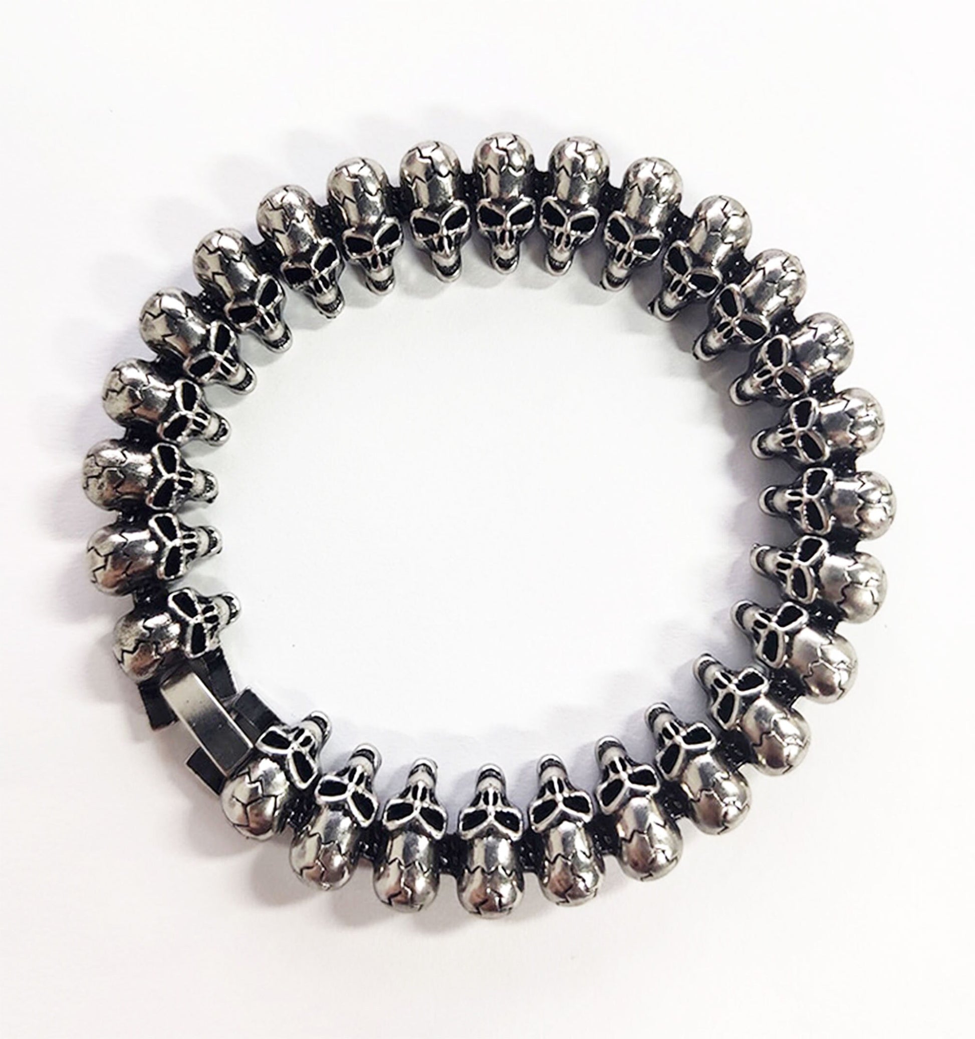 Men's Skull Metallic Bracelet, Skeleton Wristband Bracelet, Silver Skull Bracelet, Skull Men Jewelry, Calaveras Brazalete de Hombre, Calacas