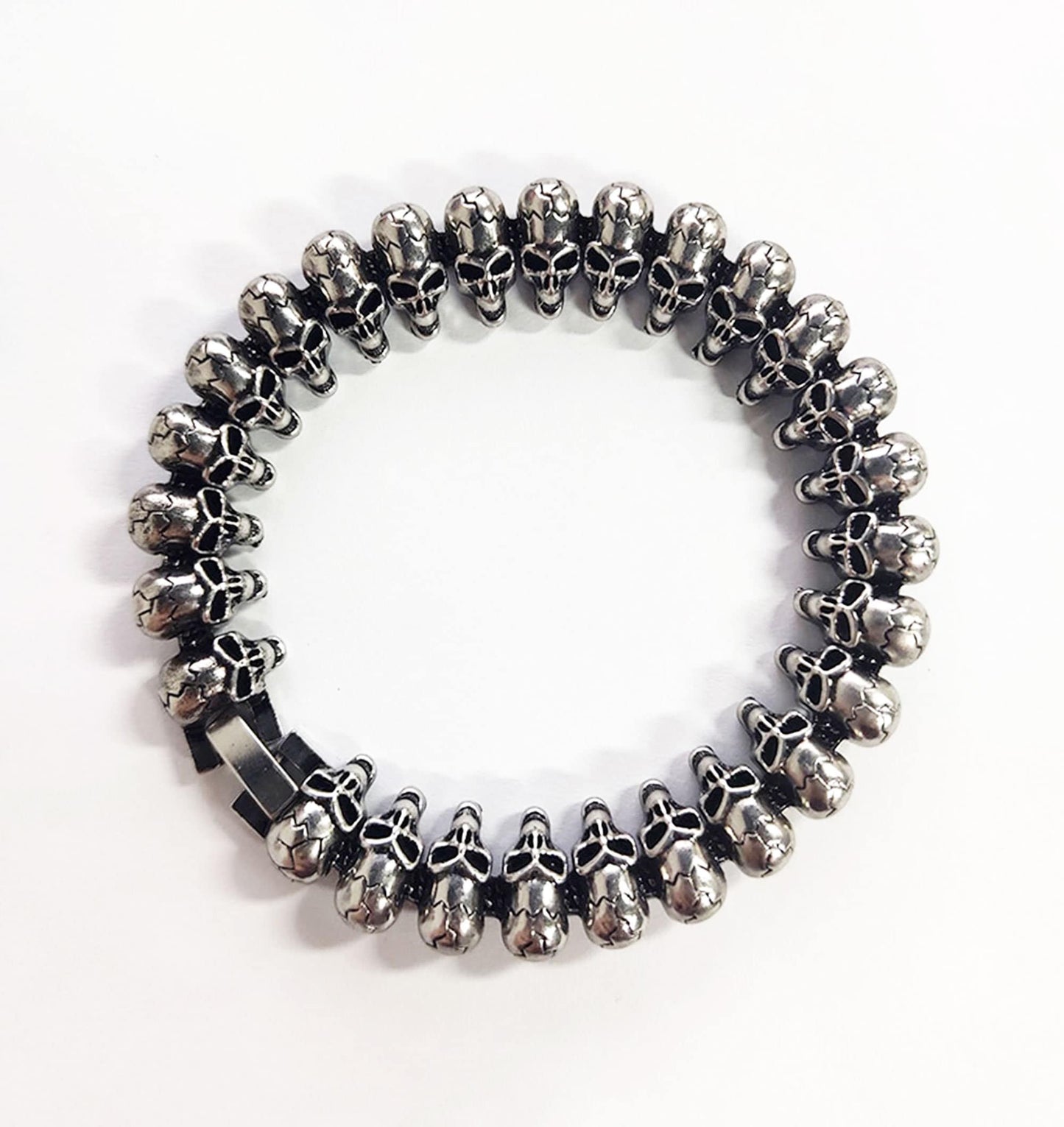 Men's Skull Metallic Bracelet, Skeleton Wristband Bracelet, Silver Skull Bracelet, Skull Men Jewelry, Calaveras Brazalete de Hombre, Calacas