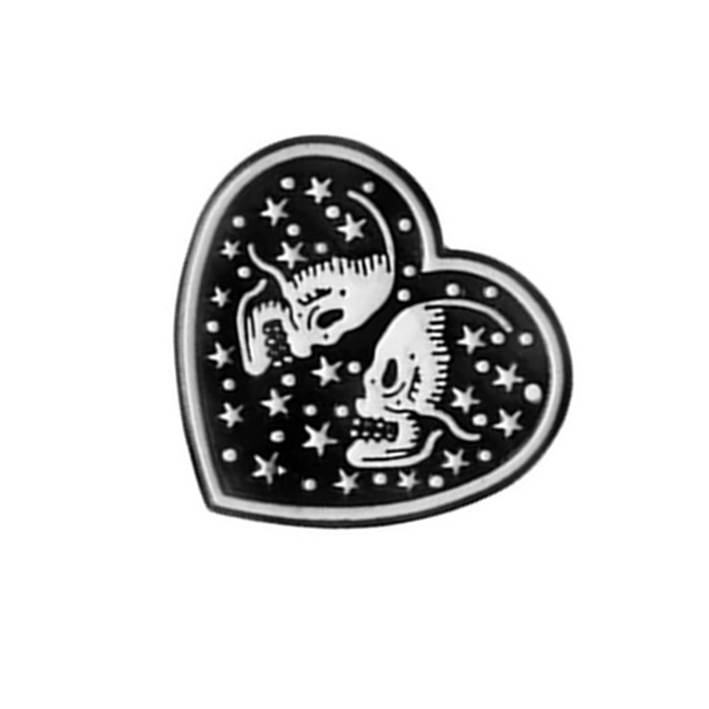 Skull Heart Pin, Skull Enamel Pin, Skull Pinback Button, Calavera Corazon Broche, Demin Jacket Backpack Skull Pin, Skeleton Heart Pin Skull