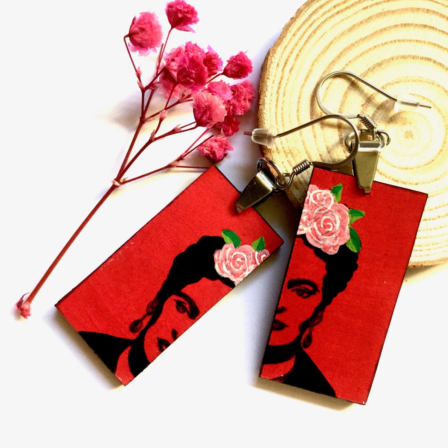 Frida Earrings, Frida Inspired Earrings, Frida Art, Frida-Kahlo Earrings, Women Earrings, Wearable Art, Frida Aretes, Frida Jewelry, Kahlo