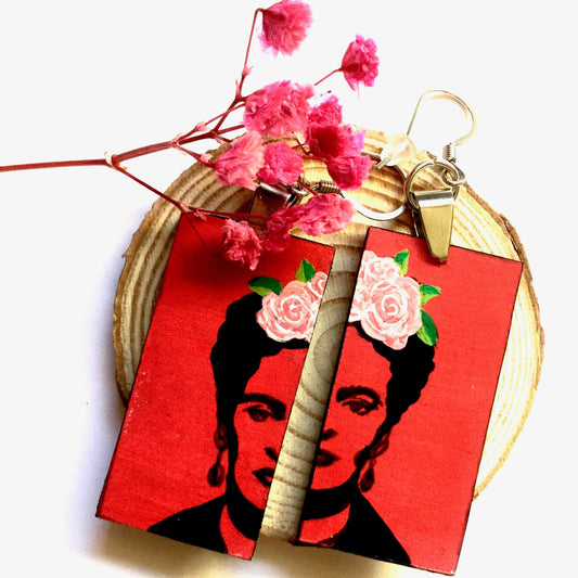 Frida Earrings, Frida Inspired Earrings, Frida Art, Frida-Kahlo Earrings, Women Earrings, Wearable Art, Frida Aretes, Frida Jewelry, Kahlo