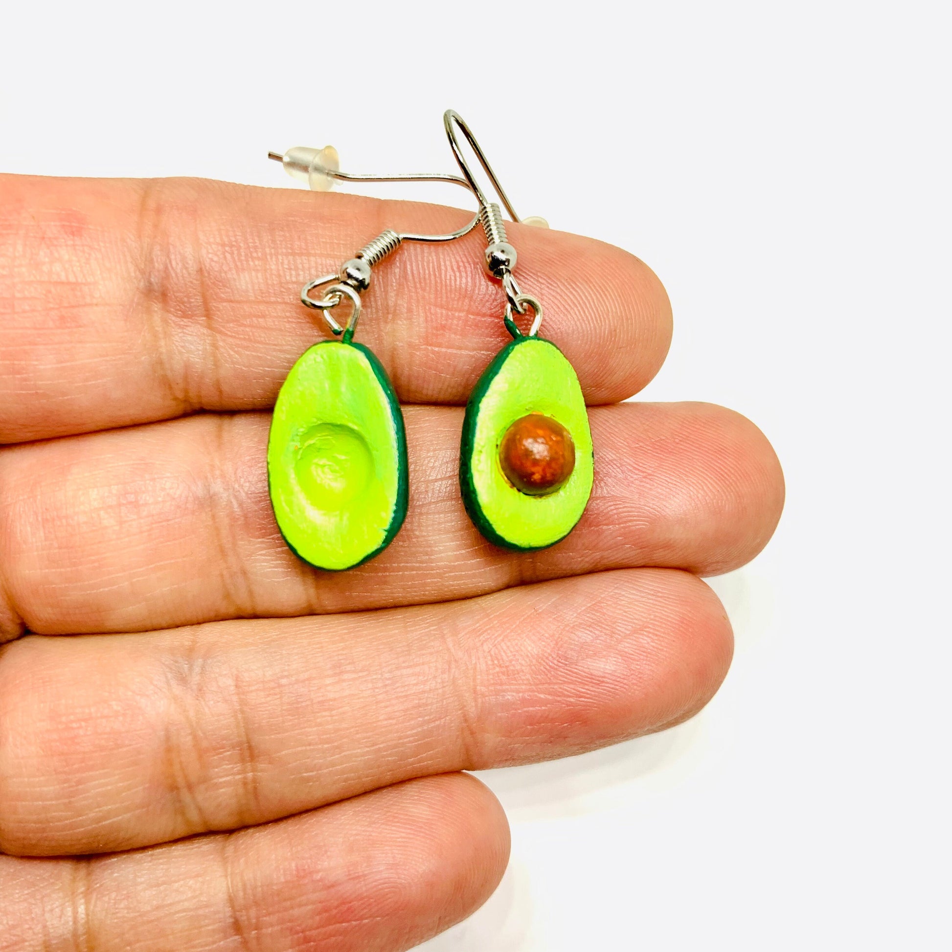 Avocado Clay Earrings Artisan Handmade Jewelry Mexico FolkArt Wearable Art Girls Women Fashion Summer Aretes Barro Aguacate Aretes Claywelry