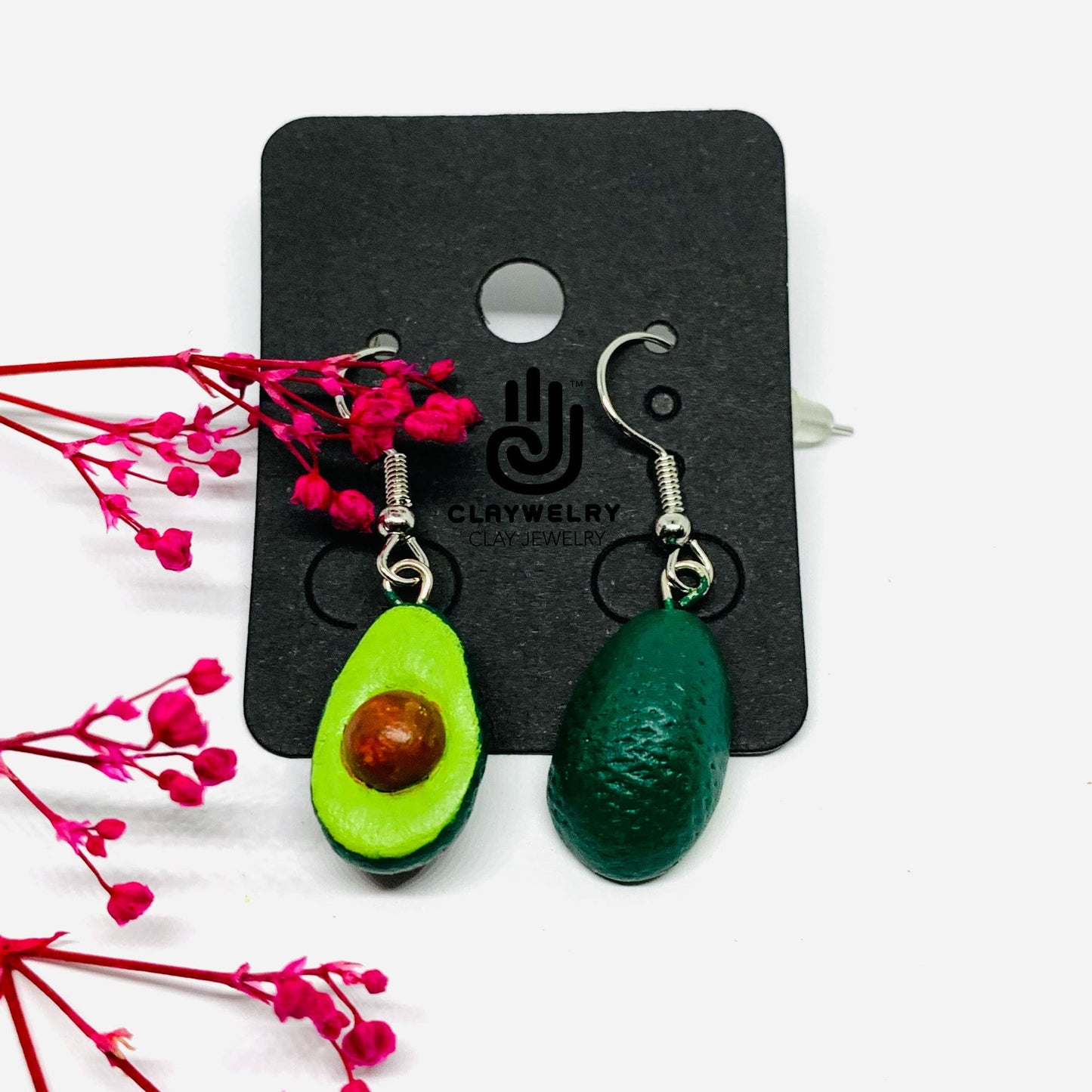 Avocado Clay Earrings Artisan Handmade Jewelry Mexico FolkArt Wearable Art Girls Women Fashion Summer Aretes Barro Aguacate Aretes Claywelry