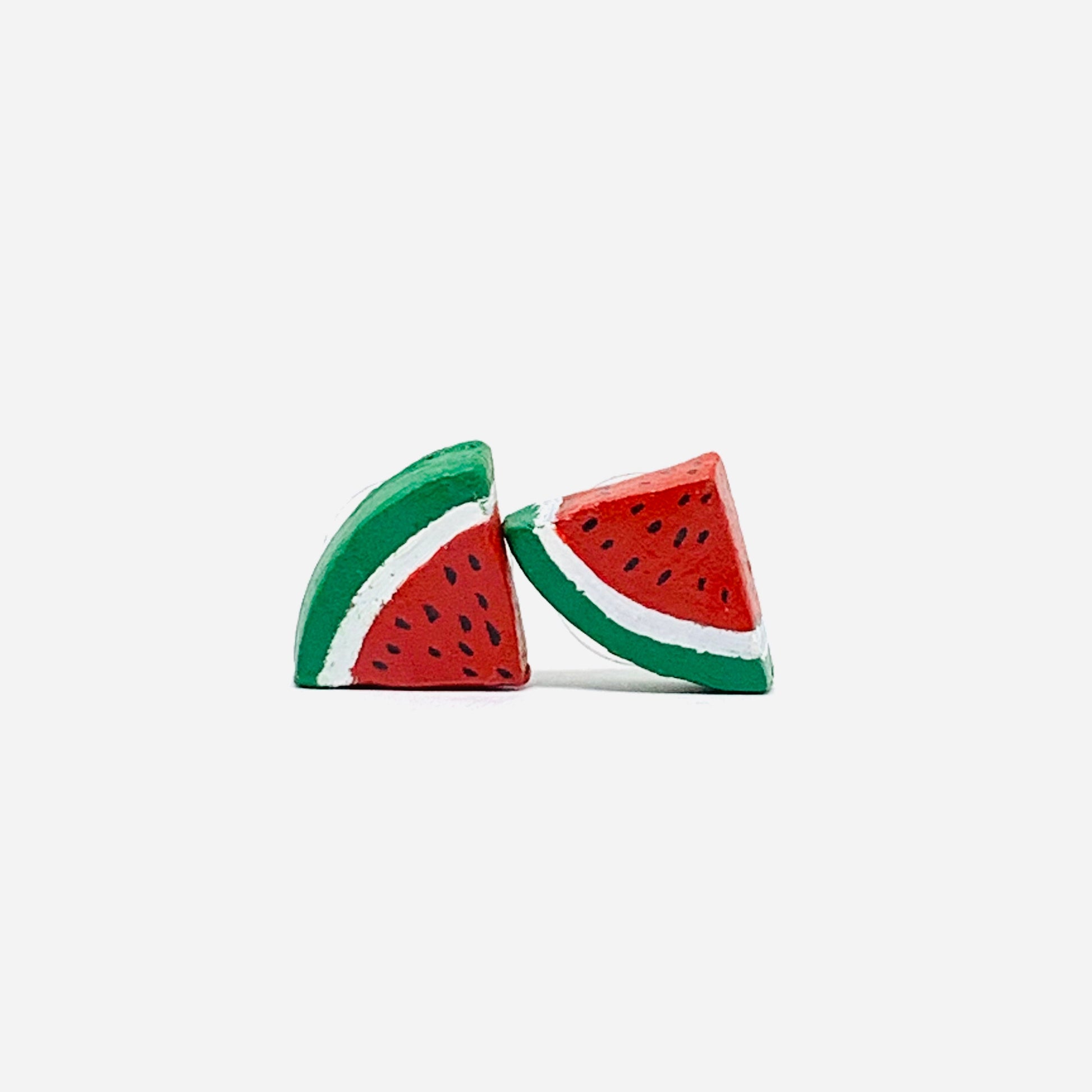Watermelon Fruit Earrings Clay Jewelry Mexico Colors Summer Fashion Girls Women Studs Wearable ArtToWear Gift Aretes Sandia Mujer Claywelry