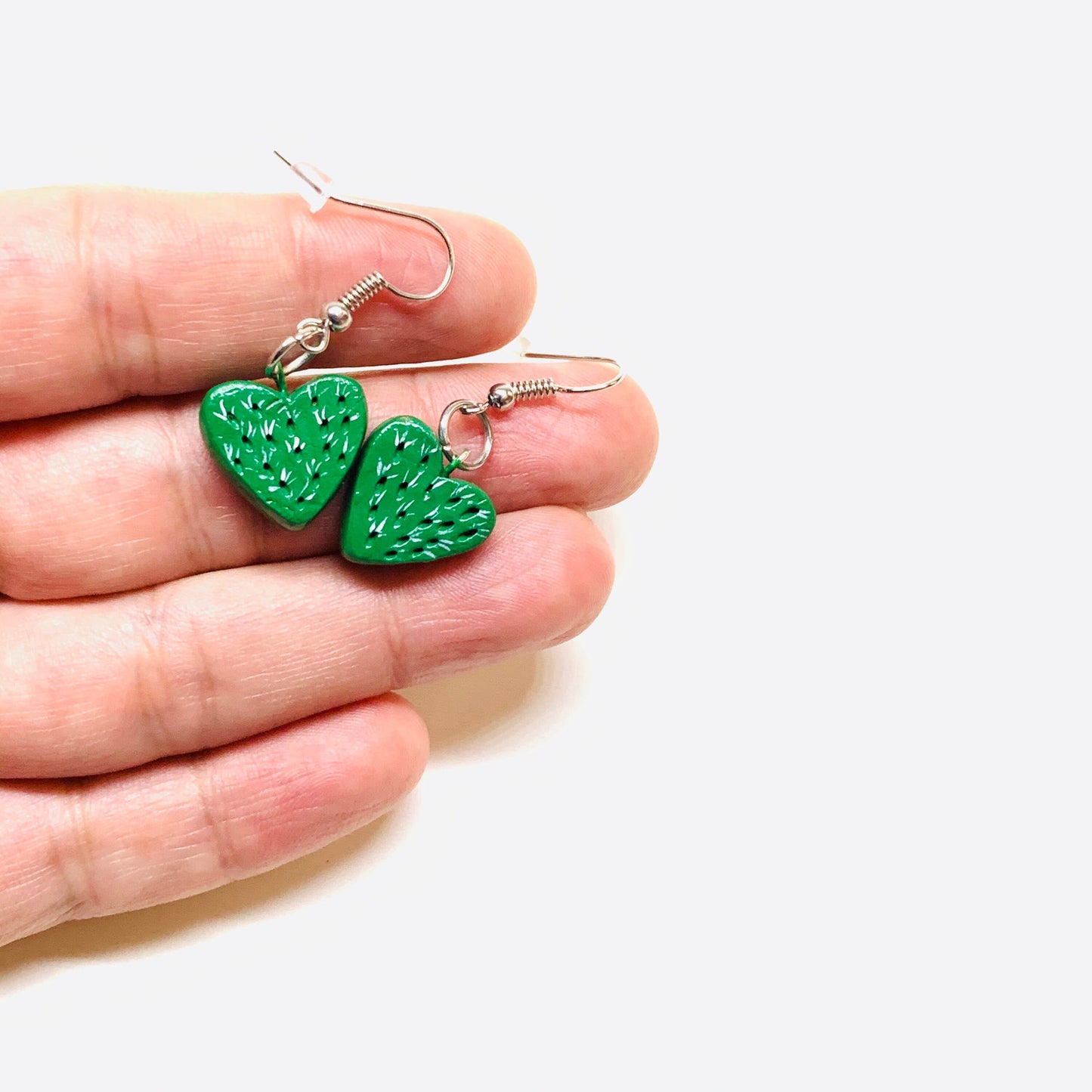 Charming Cactus Heart Clay Earrings Mexico MexiChic Girl Women Fashion Summer Jewelry WearableArt Aretes Gift Corazon Nopal Mujer Claywelry