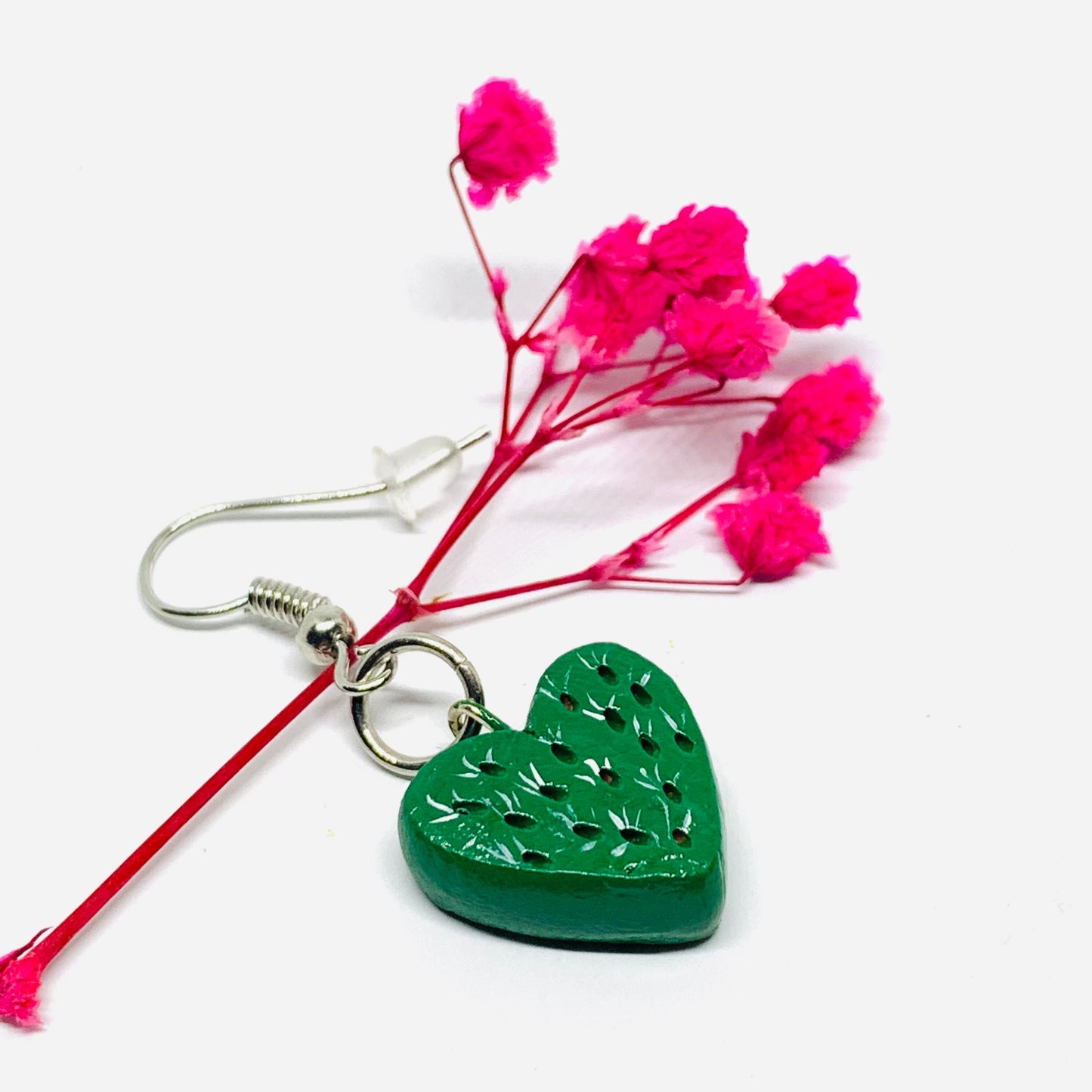 Charming Cactus Heart Clay Earrings Mexico MexiChic Girl Women Fashion Summer Jewelry WearableArt Aretes Gift Corazon Nopal Mujer Claywelry