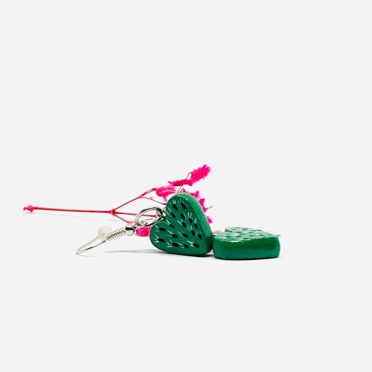 Charming Cactus Heart Clay Earrings Mexico MexiChic Girl Women Fashion Summer Jewelry WearableArt Aretes Gift Corazon Nopal Mujer Claywelry