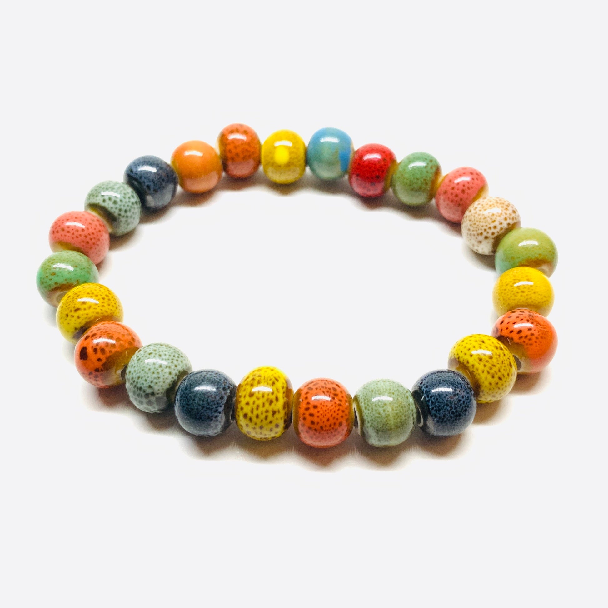 Multicolor Ceramic Beads Bracelet Rustic Clay Jewelry Unisex Casual Fashion Summer Cool Useful Gift Guy Boys Men Jewelry Brazalete Claywelry