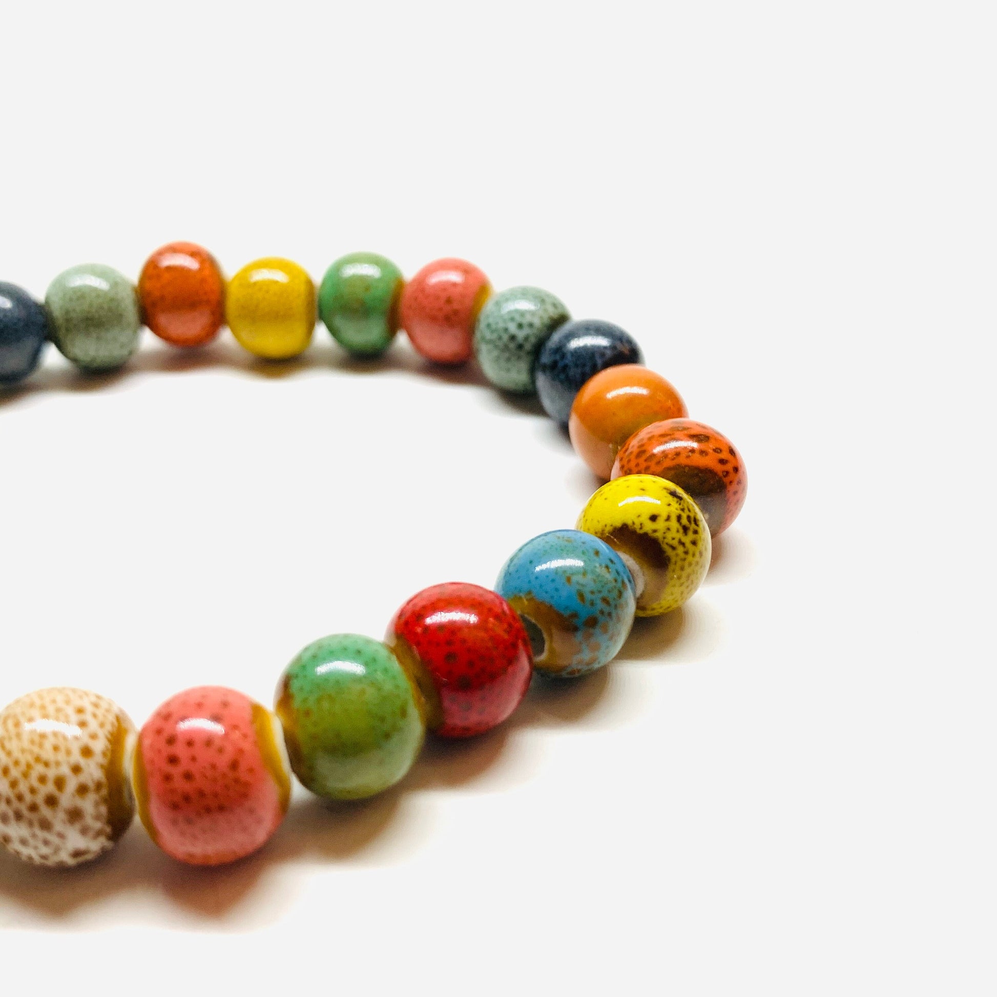 Multicolor Ceramic Beads Bracelet Rustic Clay Jewelry Unisex Casual Fashion Summer Cool Useful Gift Guy Boys Men Jewelry Brazalete Claywelry