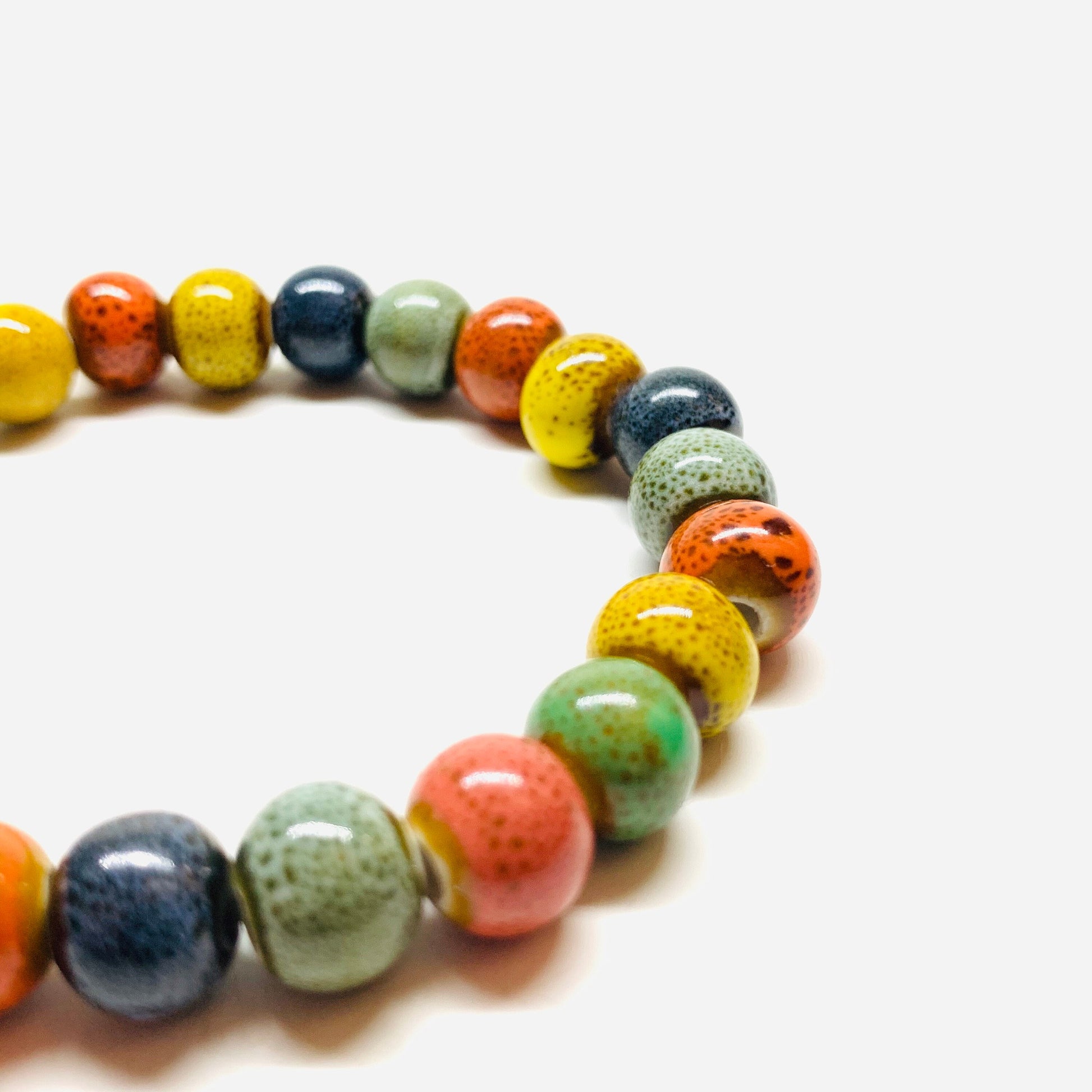 Multicolor Ceramic Beads Bracelet Rustic Clay Jewelry Unisex Casual Fashion Summer Cool Useful Gift Guy Boys Men Jewelry Brazalete Claywelry
