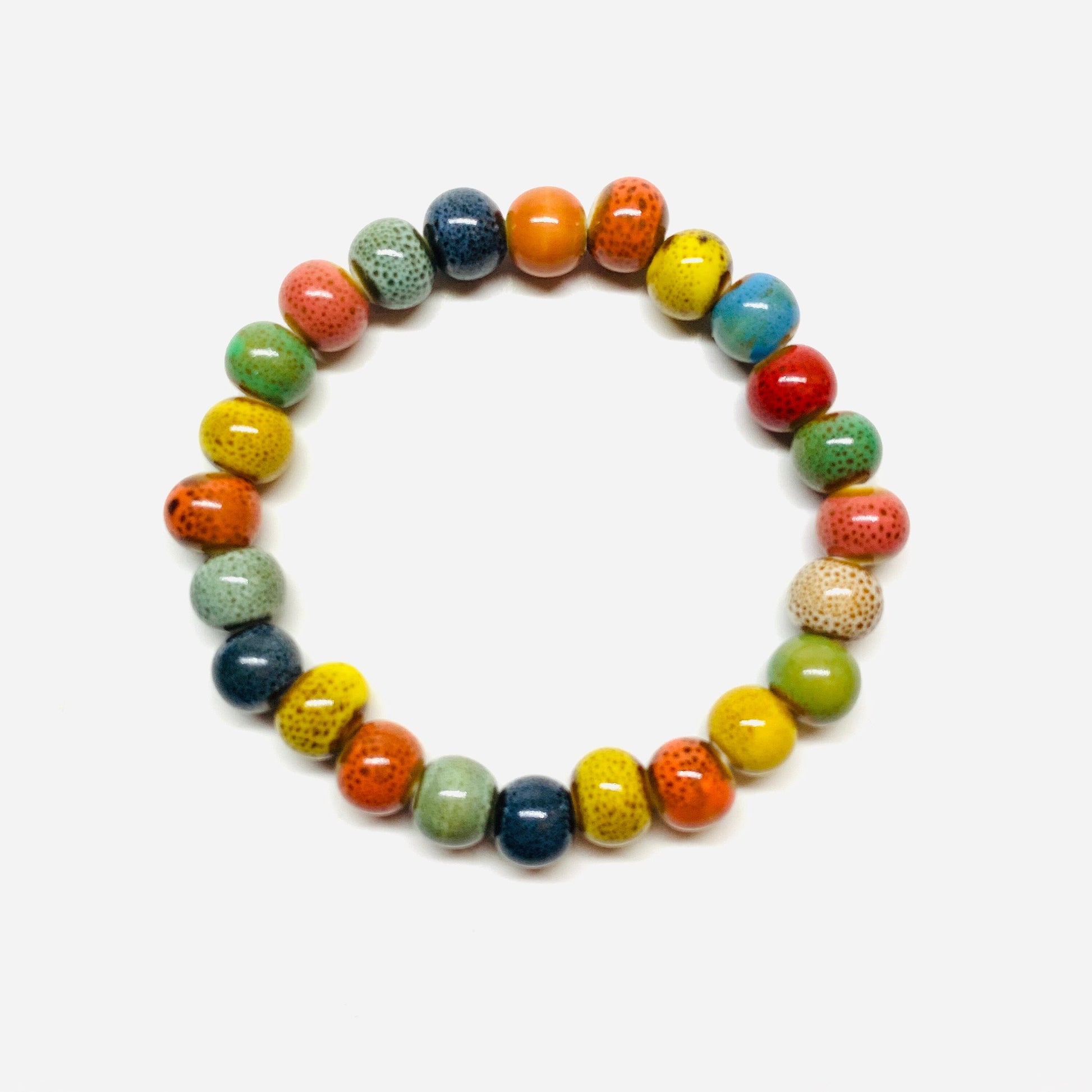 Multicolor Ceramic Beads Bracelet Rustic Clay Jewelry Unisex Casual Fashion Summer Cool Useful Gift Guy Boys Men Jewelry Brazalete Claywelry